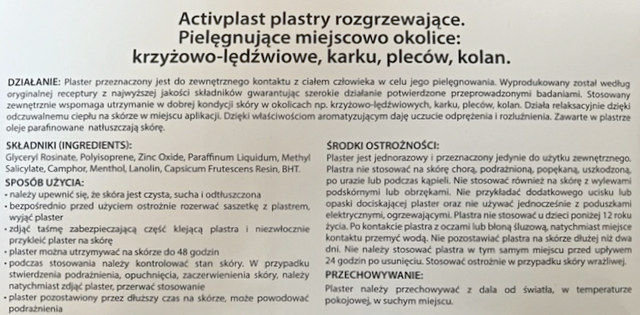 ACTIVPLAST Plaster Rozgrzewający 10szt PROMO EAN (GTIN) 5907527950113