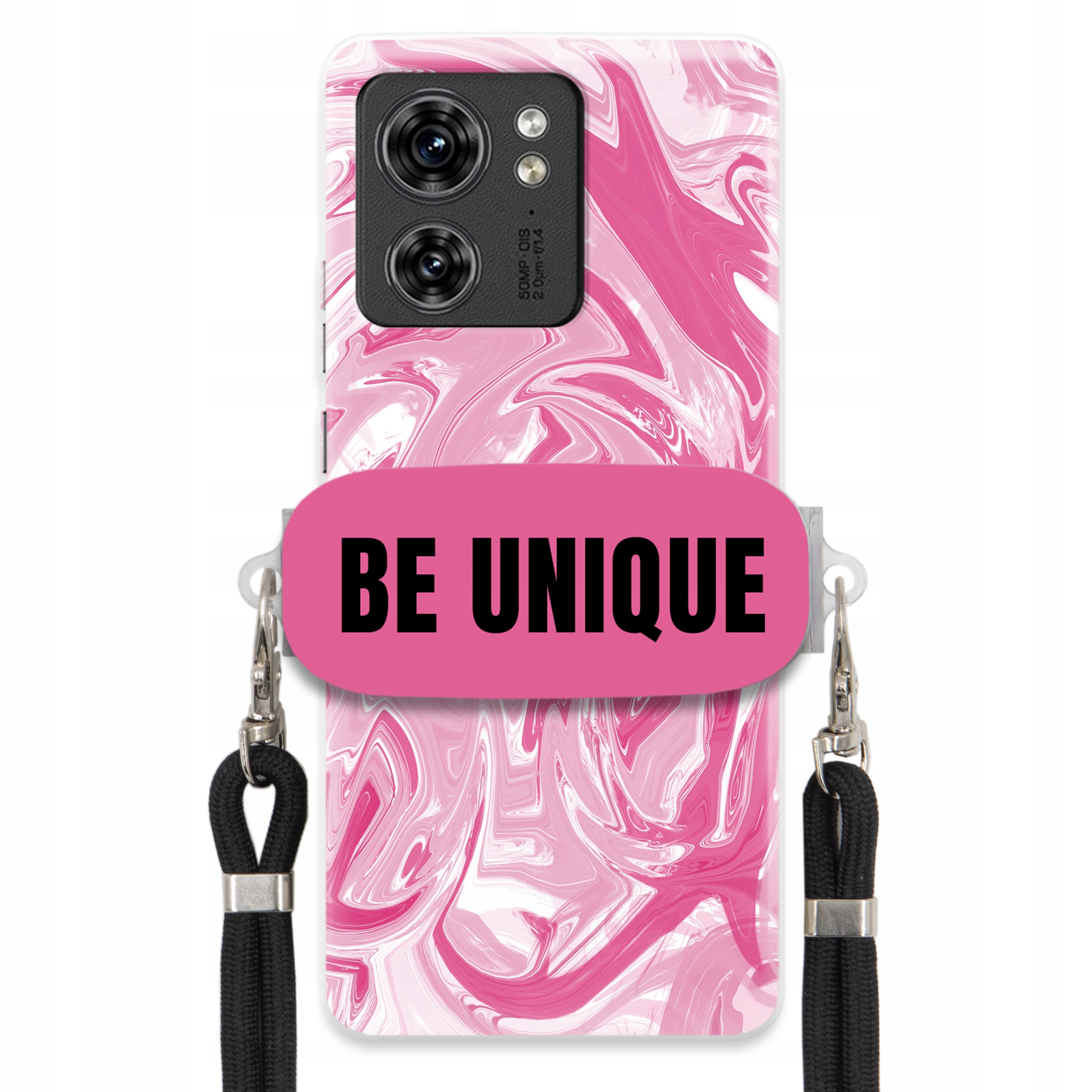 Puzdro pre Motorola Edge 40 Case držiak Šnúrka Čierna Ružová Mramor Unique