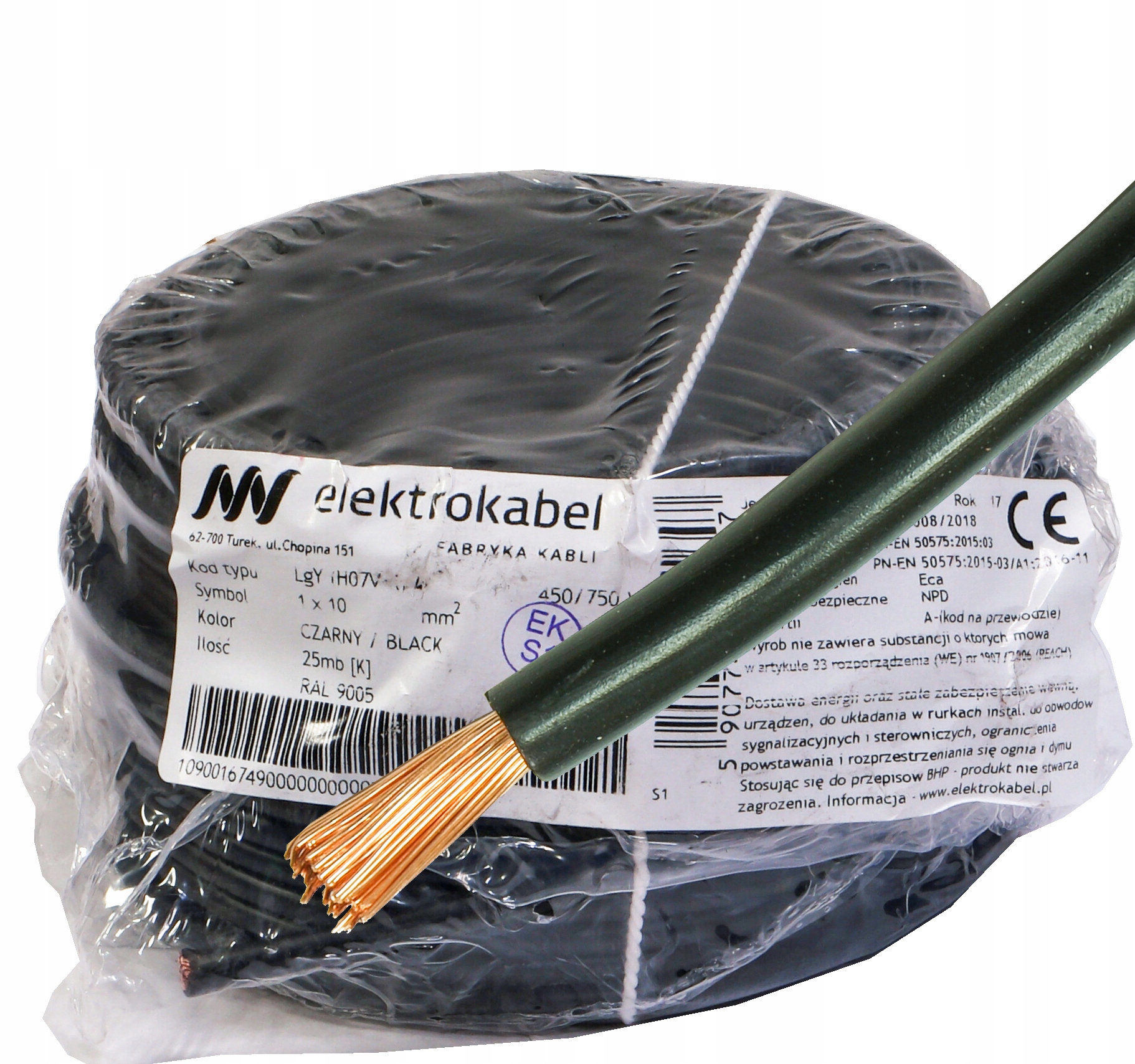 Kábel Lgy 1x 10 mm Cu čierny 25 m