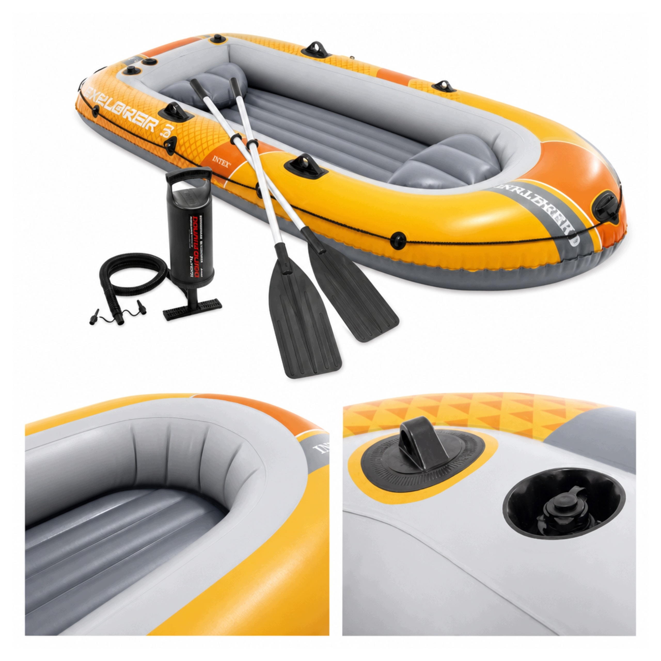 Nafukovací Raft 3-místný Pvc 295x137 cm s pádly a pumpičkou na plavání