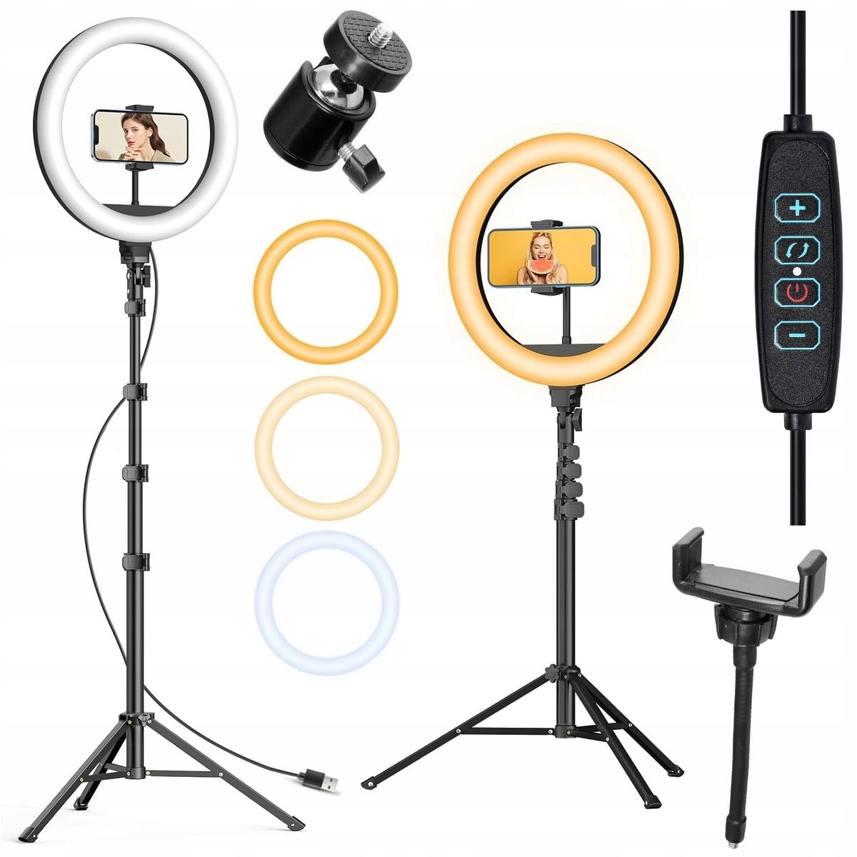 Uchwyt na Telefon +Statyw Lampa Led Ring do Nagrywania Filmików na Yt Ig Tt
