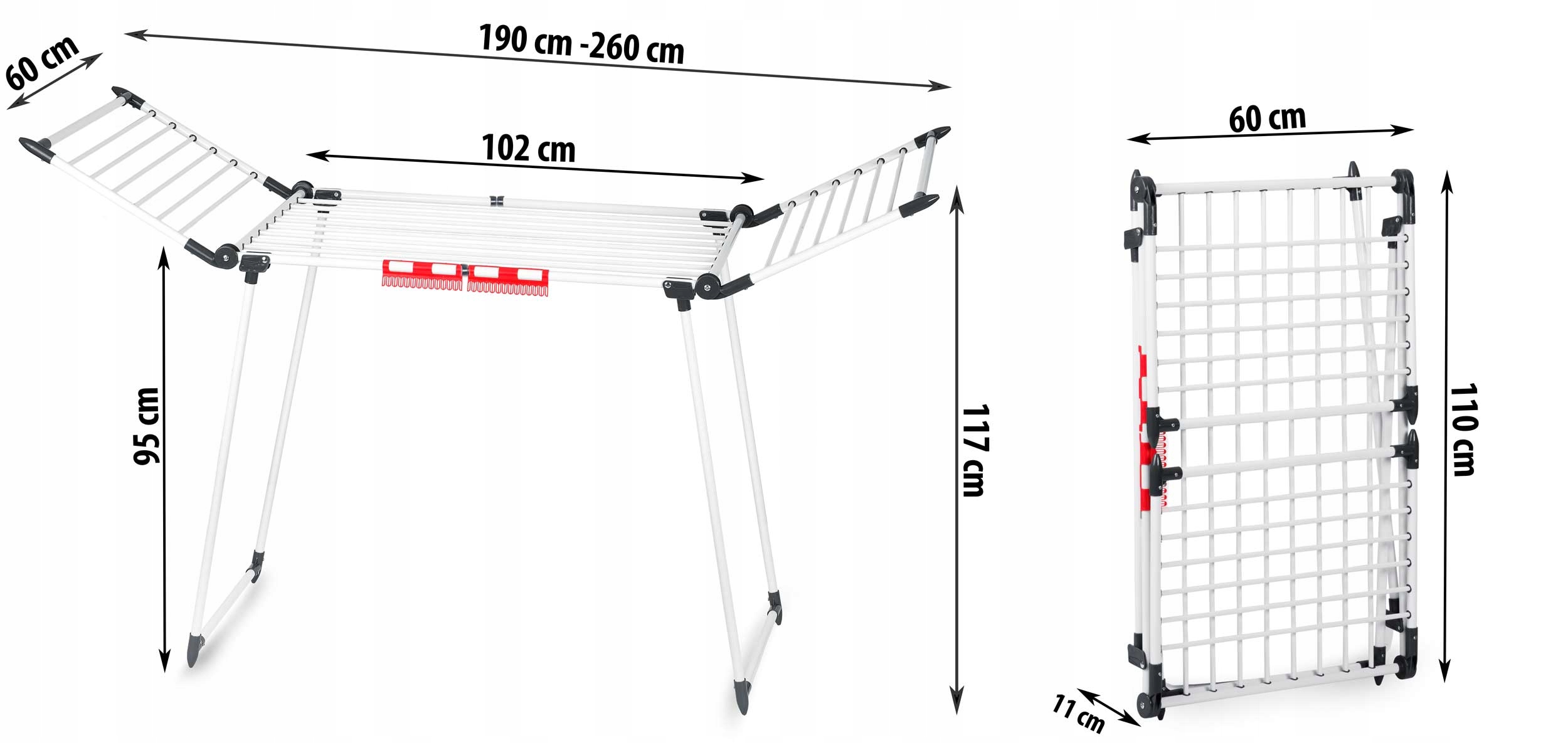 Levně Lydia skládací stojící sušička prádla 27 m bílá