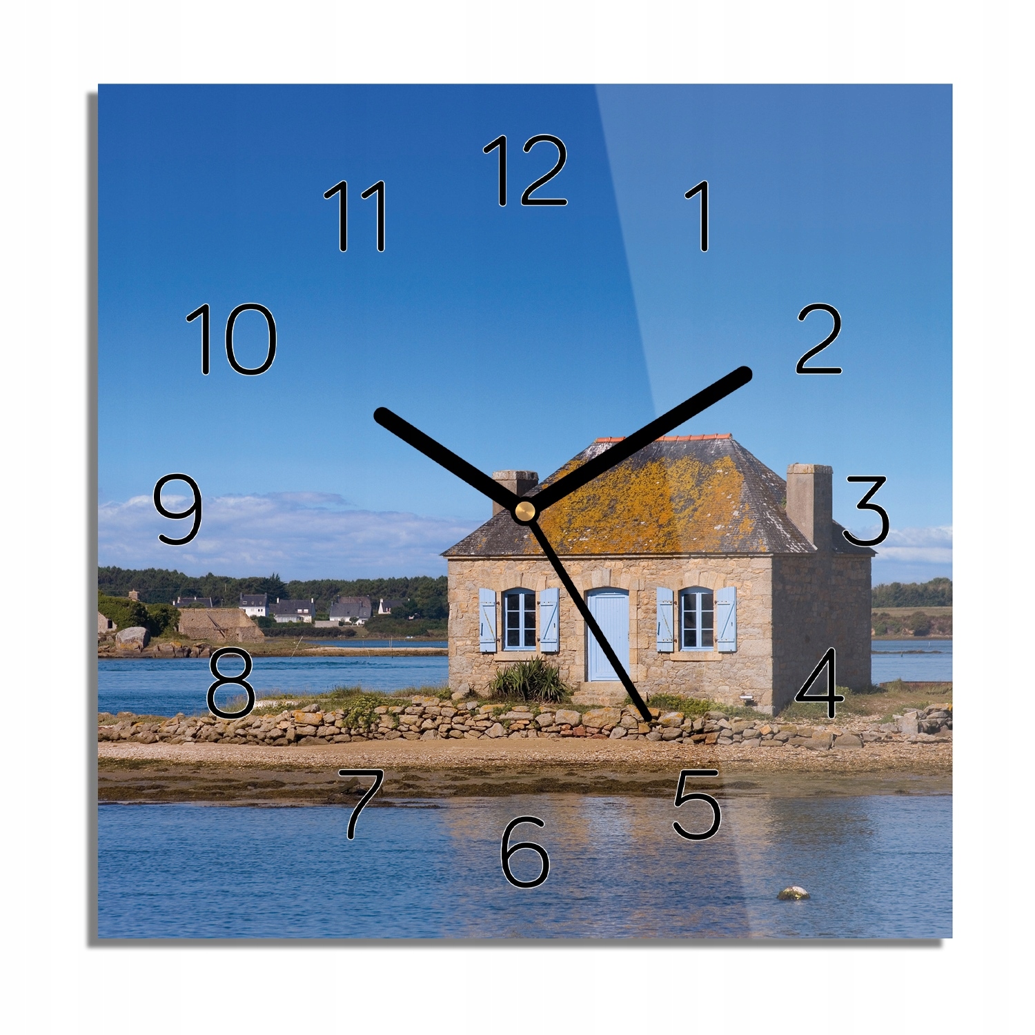 

Dom Bretania woda zegar szklany cichy 30x30 z foto