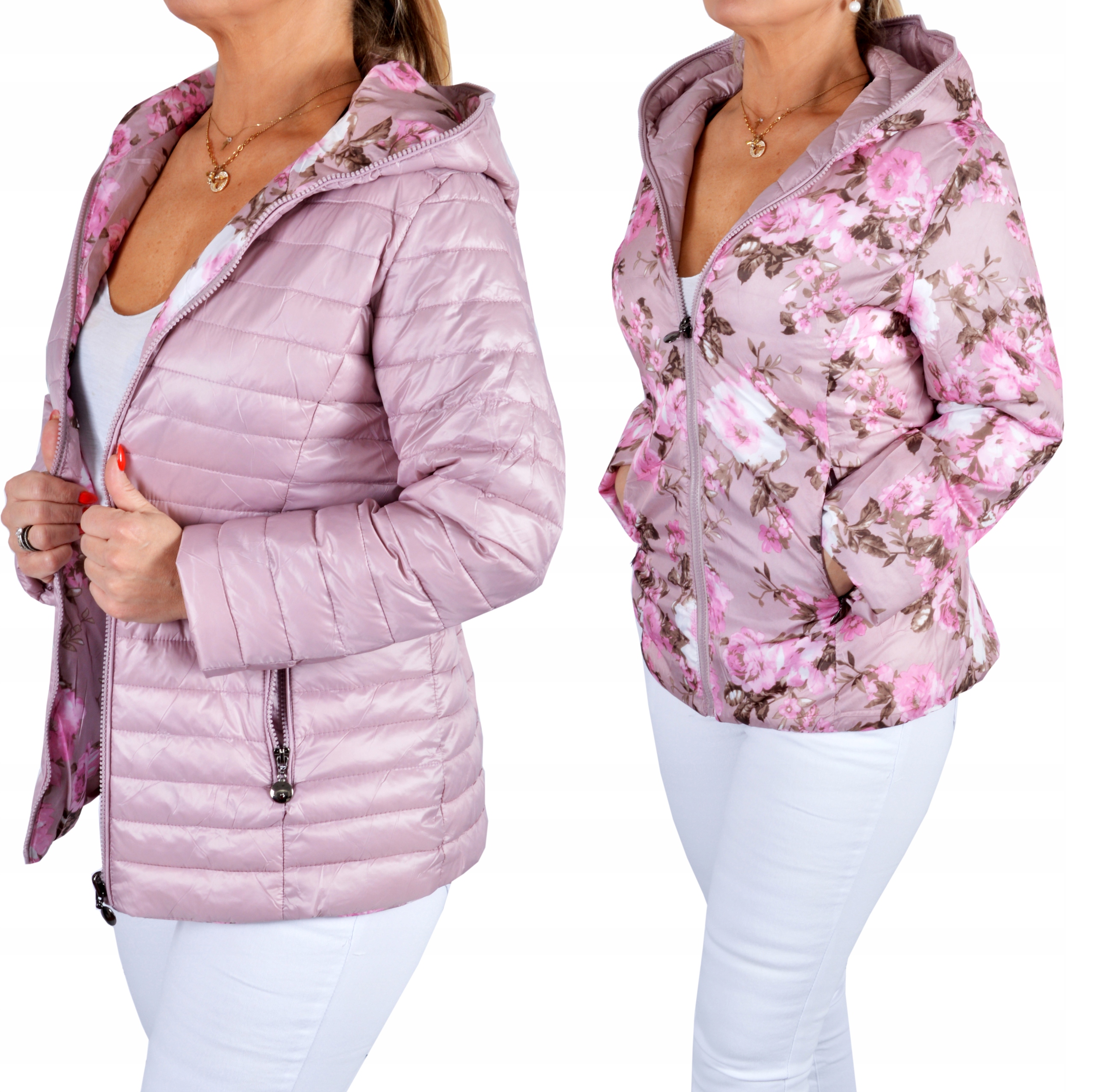 

Pikowana kurtka damska lekka dwustronna Plus Size