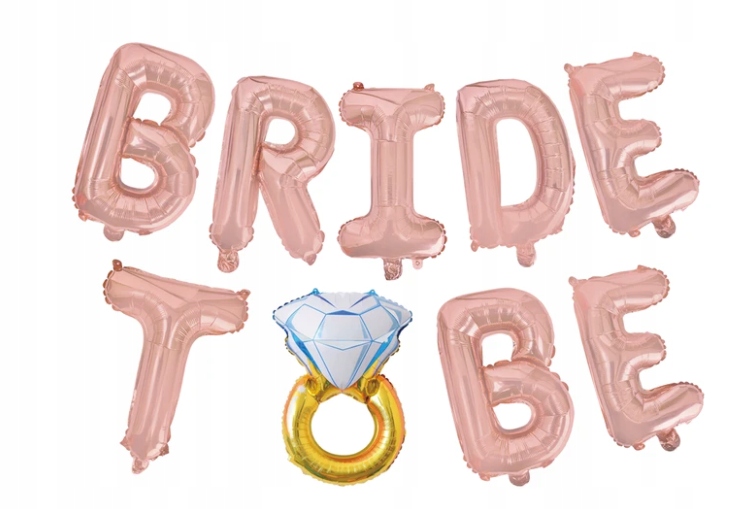 BALONY FOLIOWE 'BRIDE TO BE', ROSE GOLD, SUPER PAK