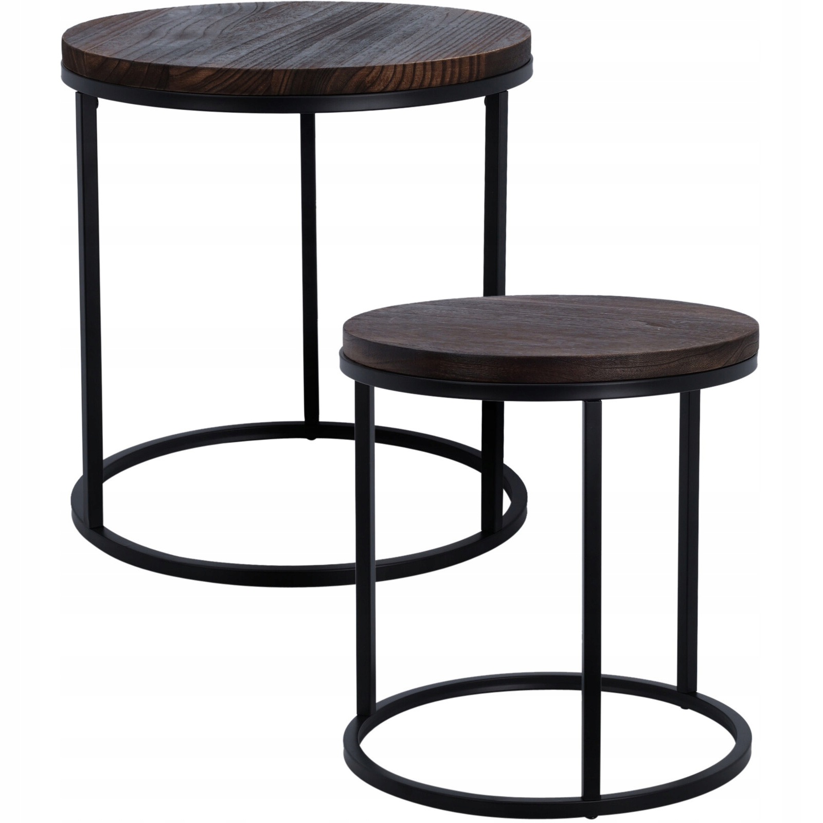 Sada kávových stolků s dřevěnou deskou, 2 ks, Ø 43 cm, Ø 38 cm