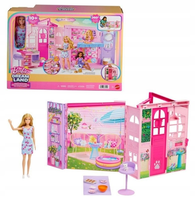 Barbie Weekendowy domek dla lalek Zestaw i lalka Mattel