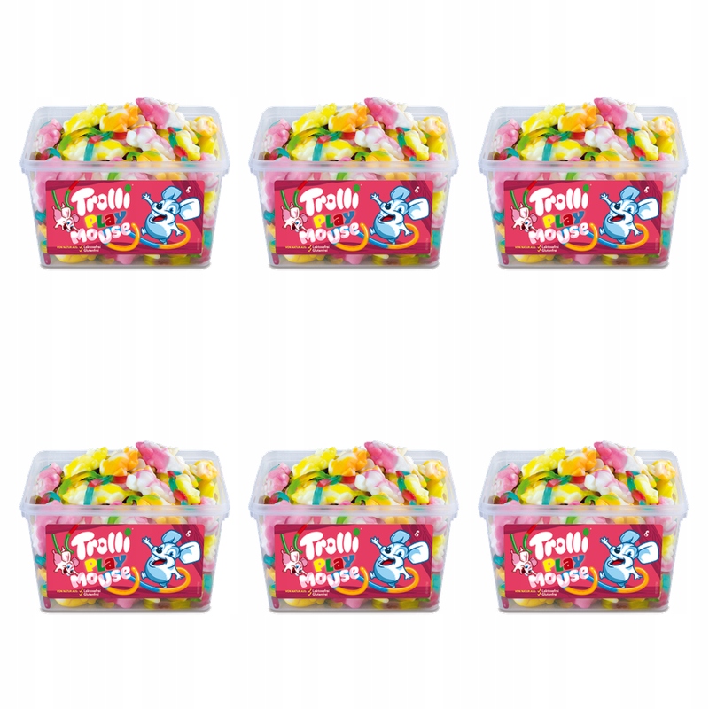 Trolli Playmouse Myszy Żelki o smaku owocowym 75 szt. 1200g X6