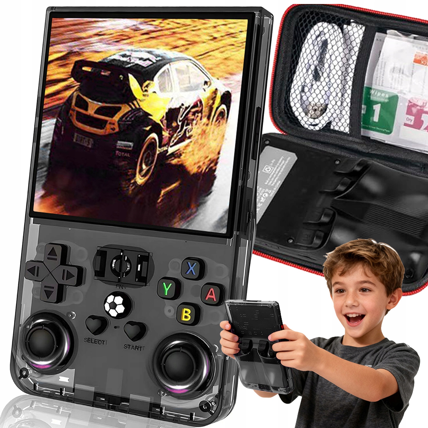 Przenośna Mobilna Konsola Do Gier Retro 18000 Gry Linux 64GB Czarna