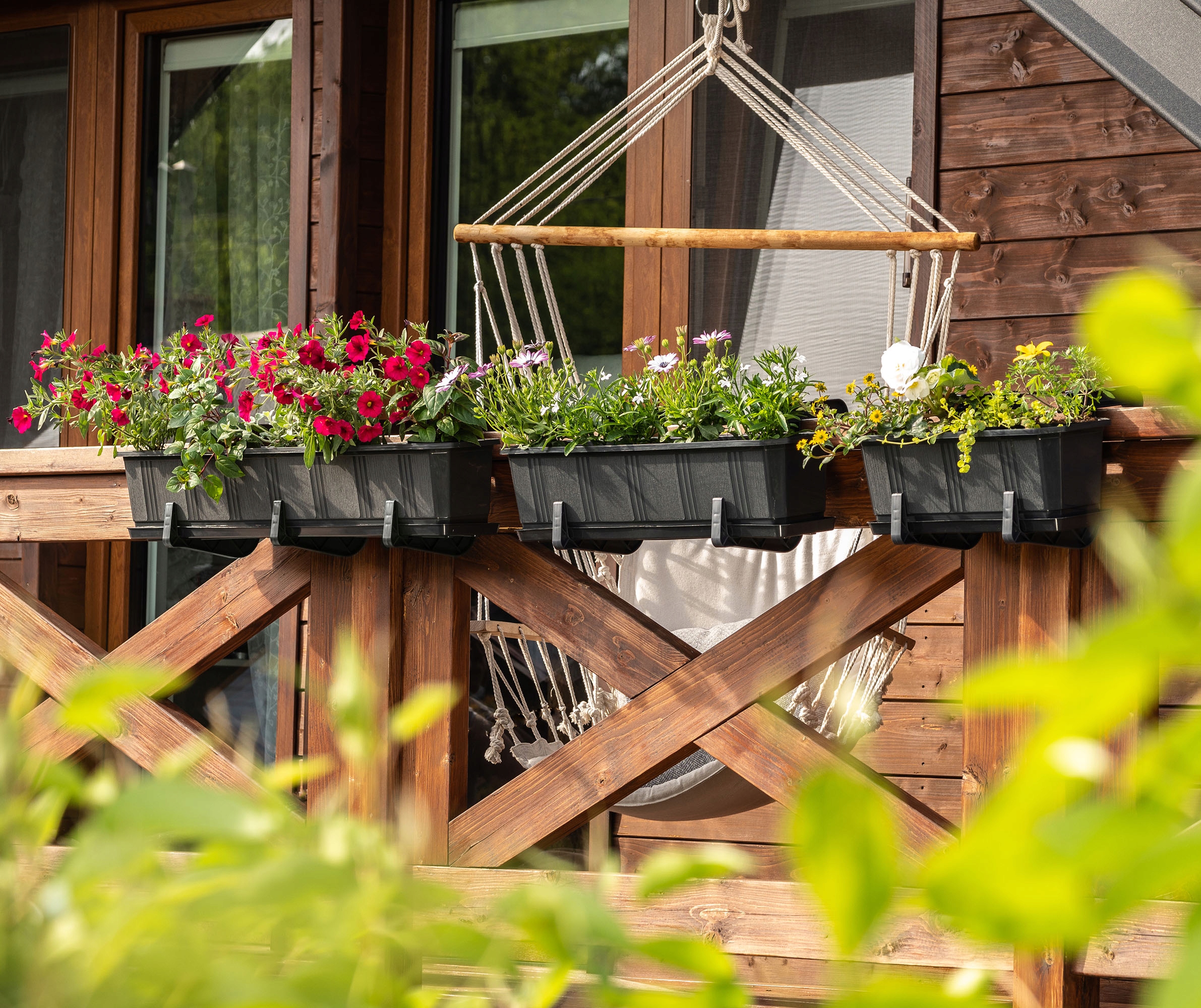 DONICA BALKONOWA + PODSTAWKA UCHWYTY 80CM GRAFIT Kod producenta K876