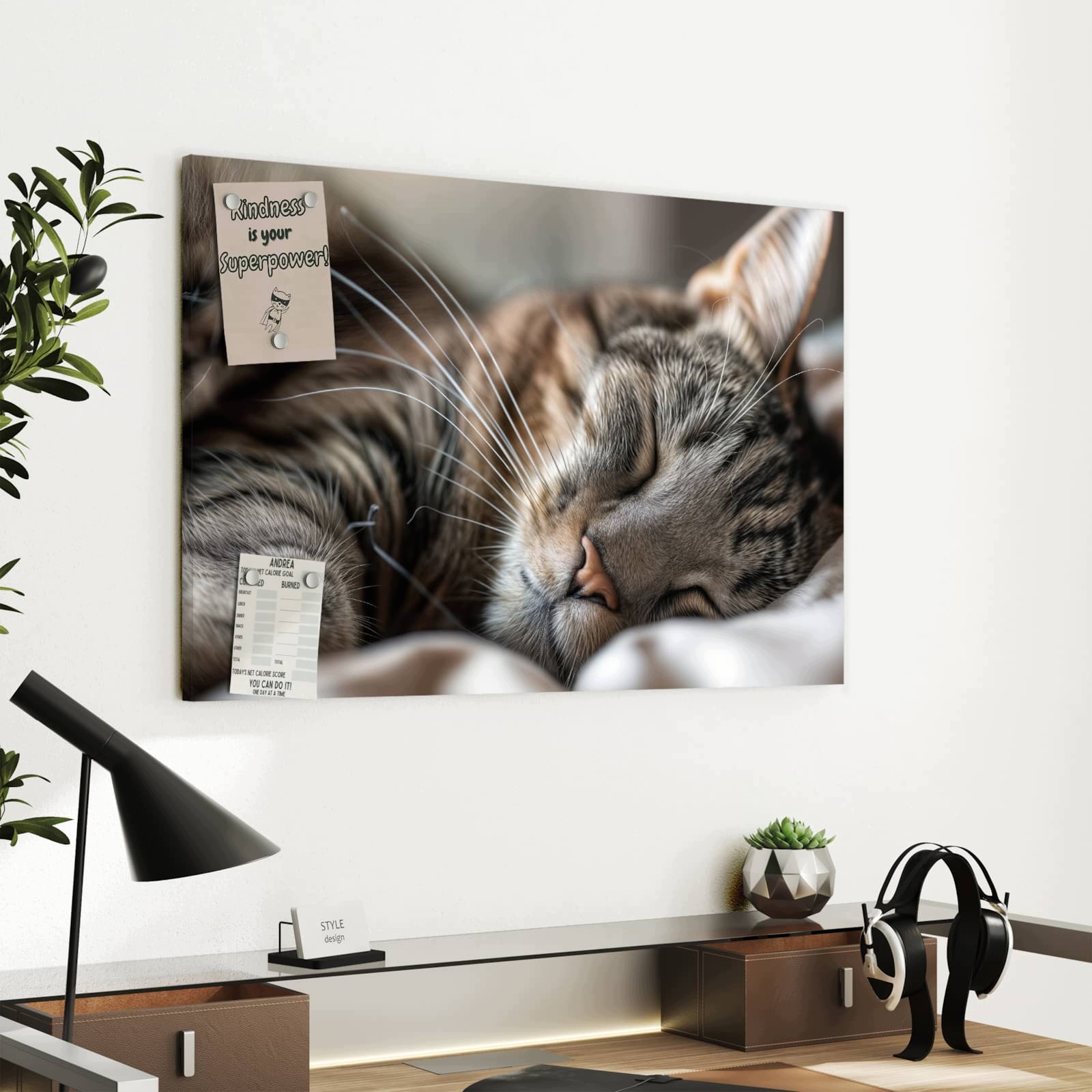 Magnetická tabule Drzemiouce Kočka Portrét 60 × 40 cm