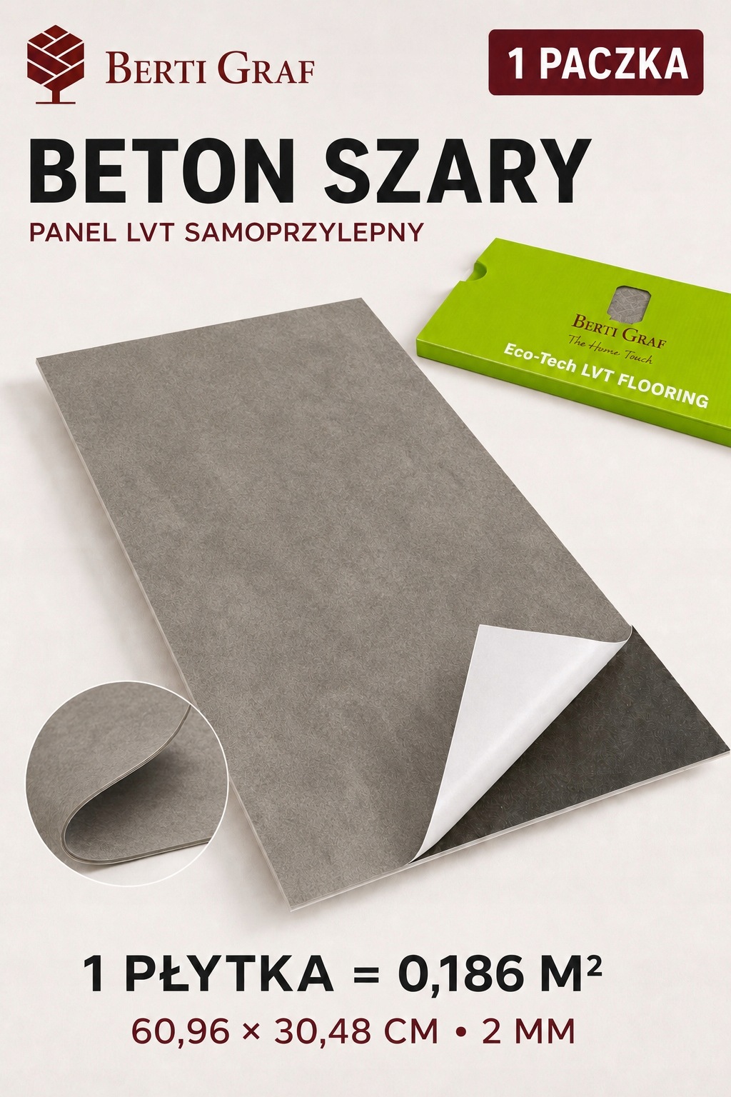 Panel Winylowy Samoprzylepny Śćienny Wodoodporny Płytki Betonowe Lvt 3.72m2