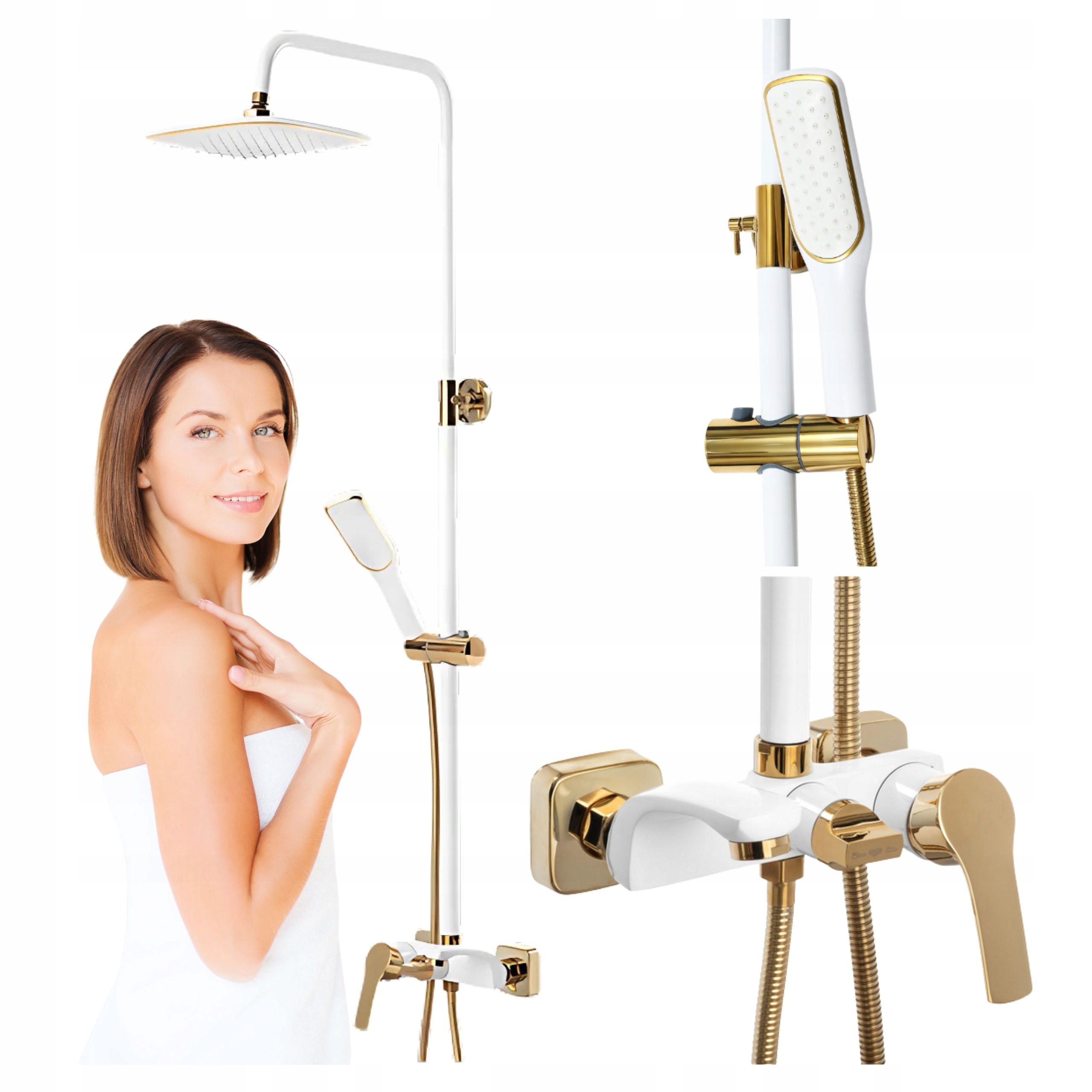 Sprchový Set Na Omítku Gio Bílá/zlatá
