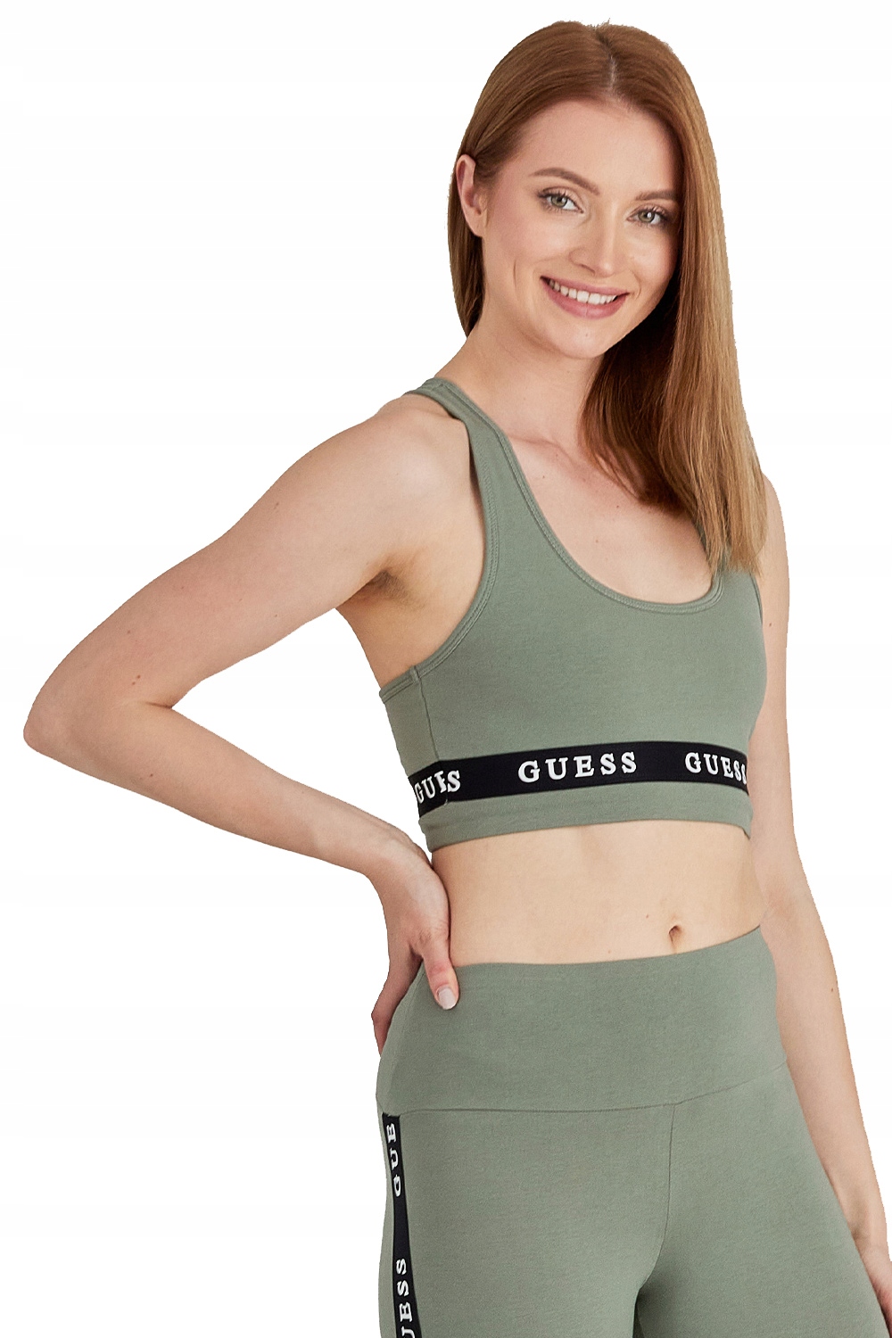 Guess Zelená podprsenka sportovní top s logem M