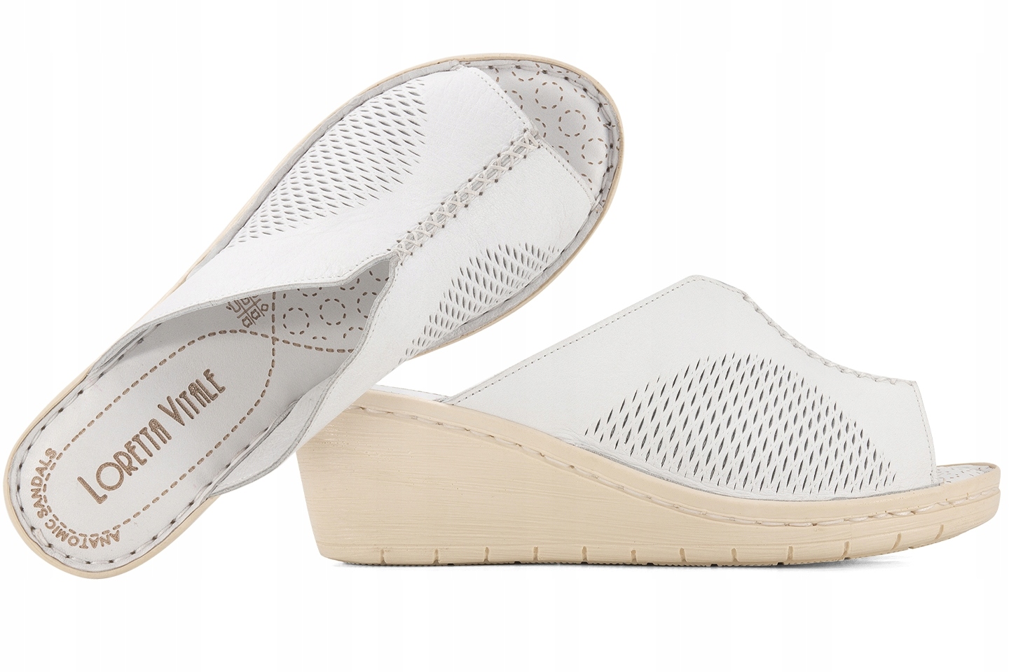 Loretta Vitale 758 Nazouváky Koturn Kůže bílá