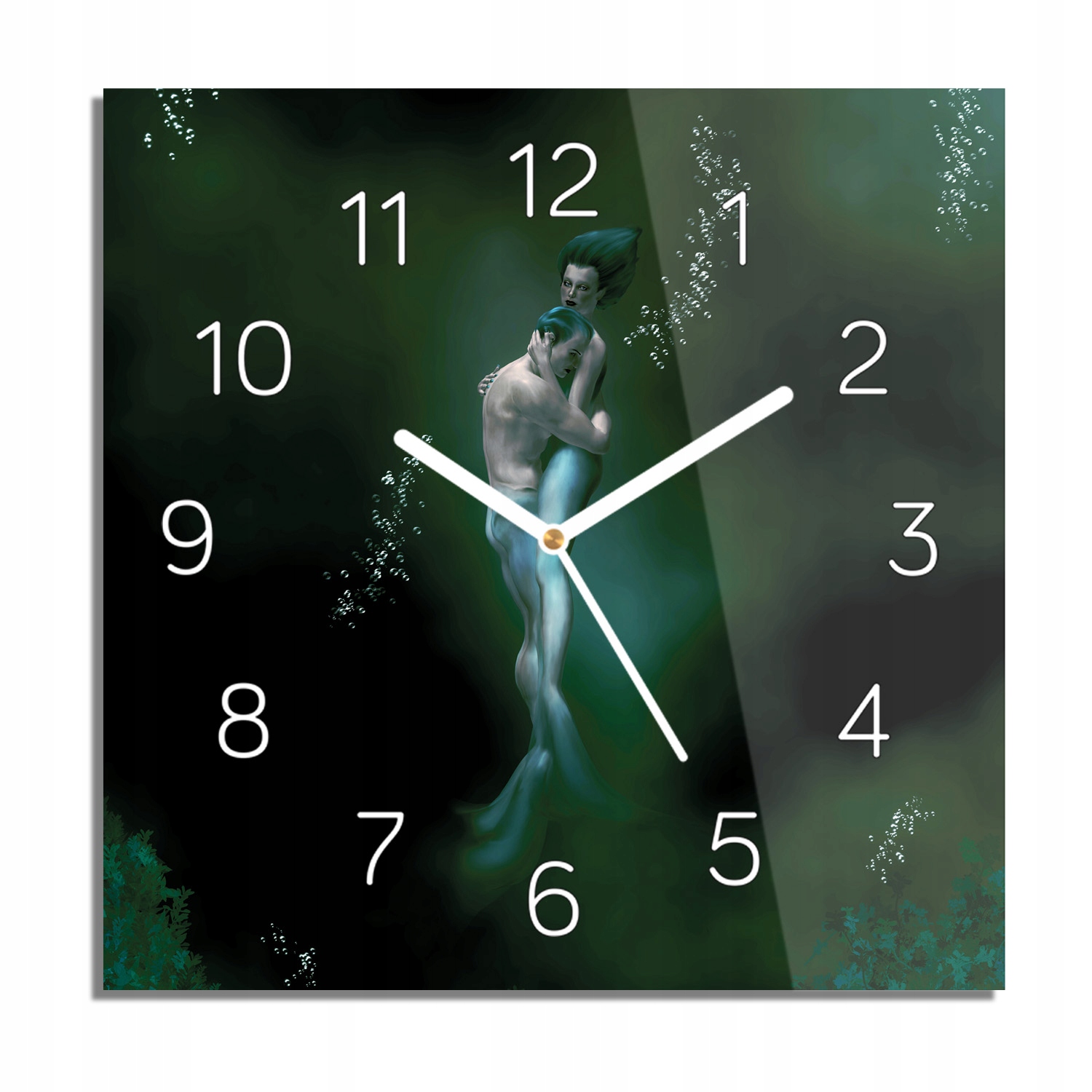 

Syreny para miłość zegar na szkle 30x30 z foto