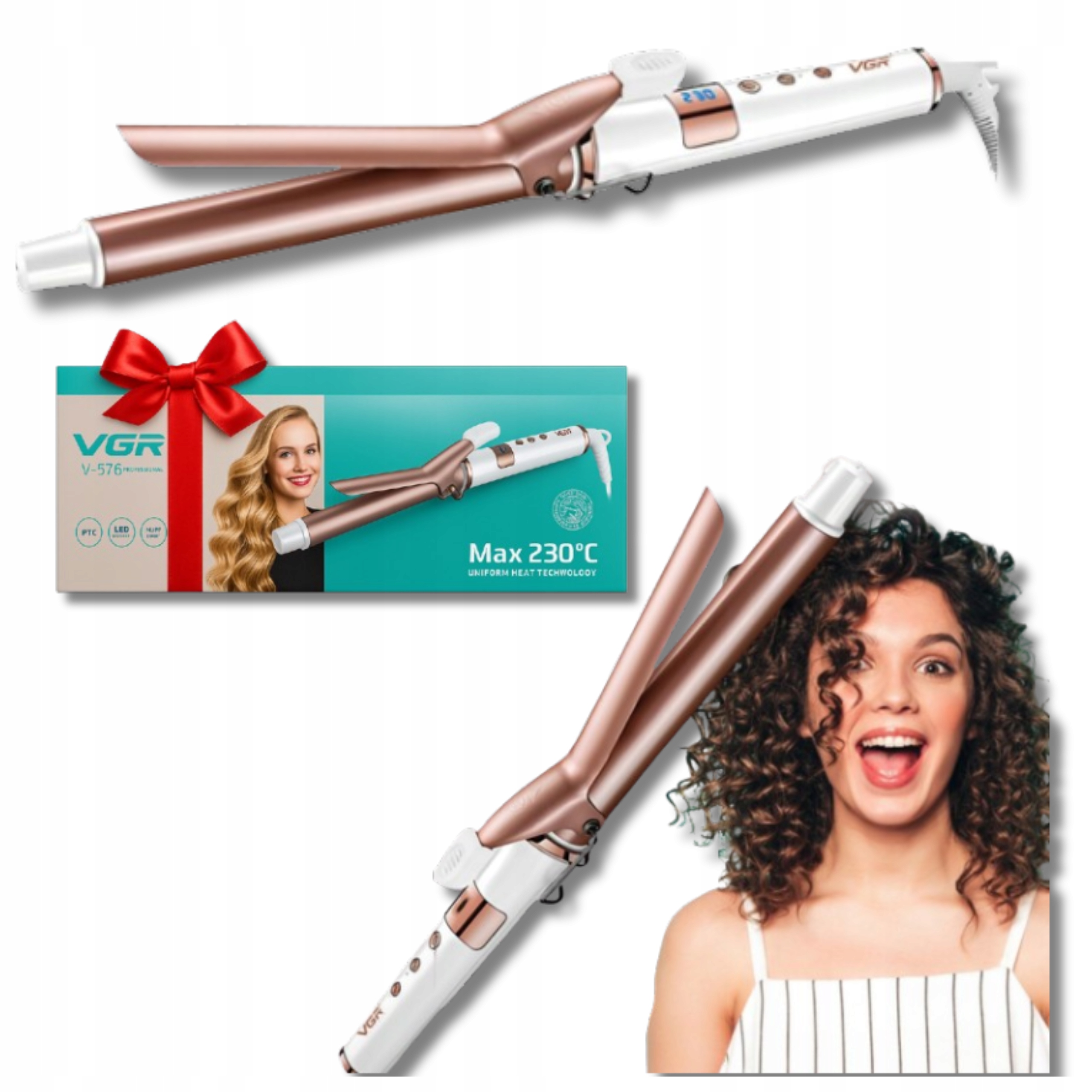 Ceramiczna Lokówka Do Włosów Fale Loki Regulacja Temperatury 230St.