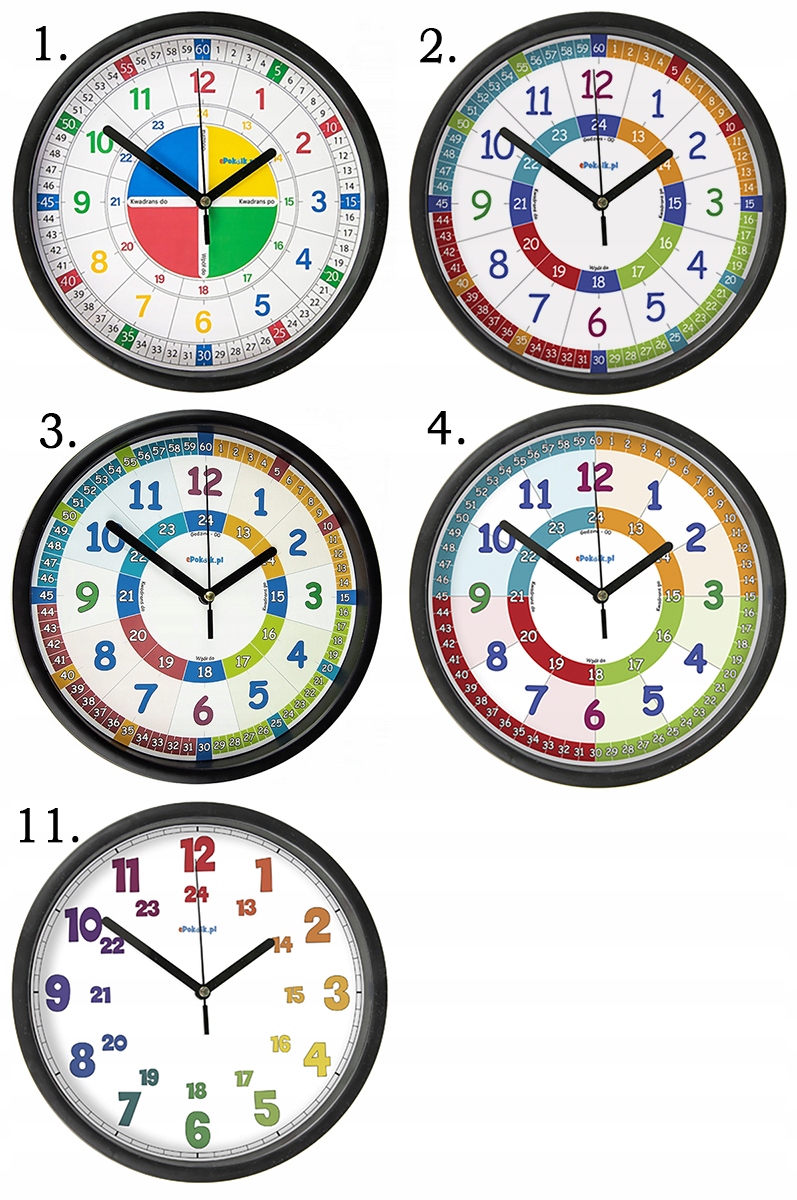 Zegar Edukacyjny z szybką Plan Daltoński Bezgłośny mechanizm EAN (GTIN) 5905505917073