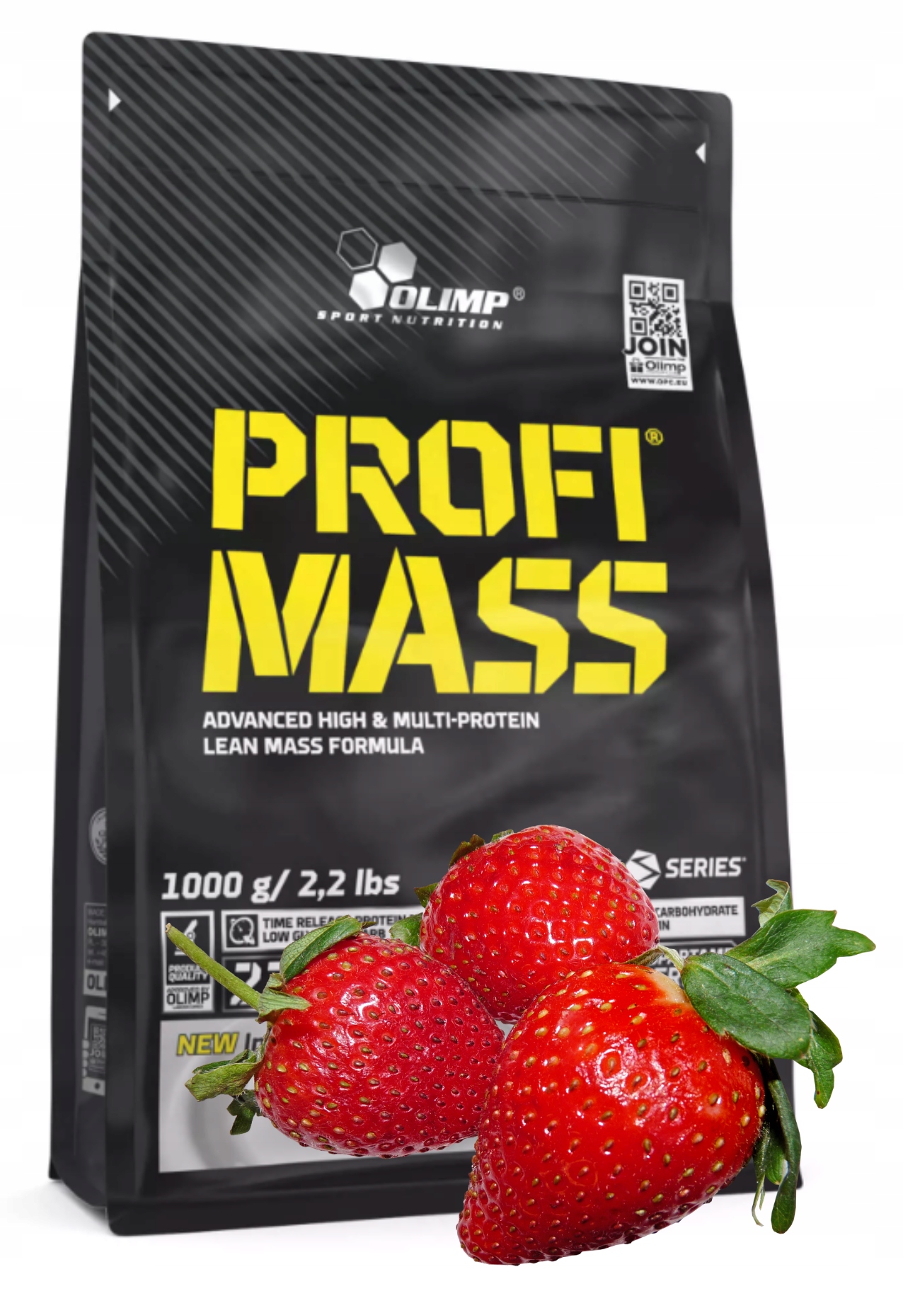 Olimp Profi Mass 1000 g Jahoda Gainer Bílkoviny Doplněk Stravy Masa Bulk Svaly