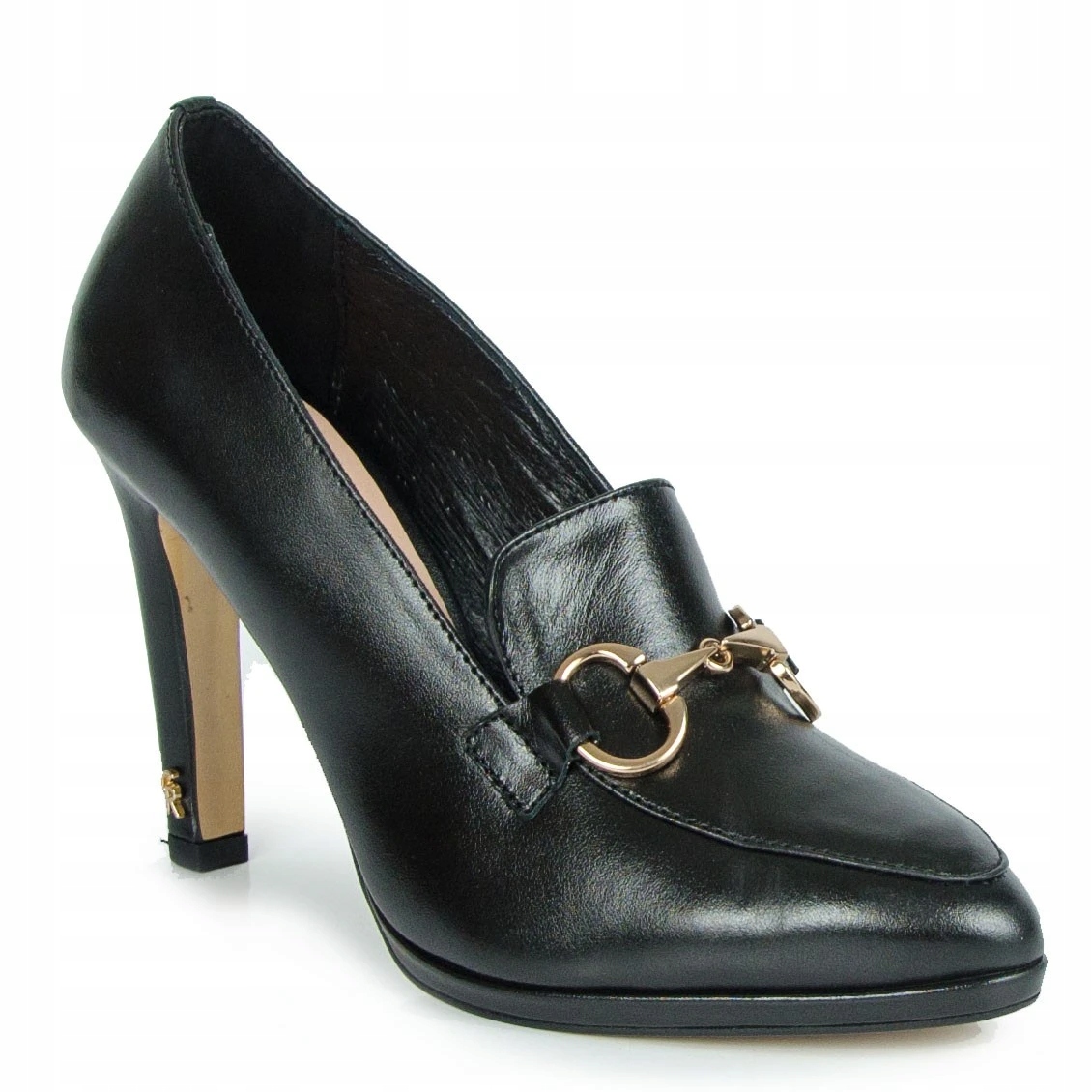 Carinii B8849 Lodičky Mokasíny Sloupek Kůže Lico Černé 40