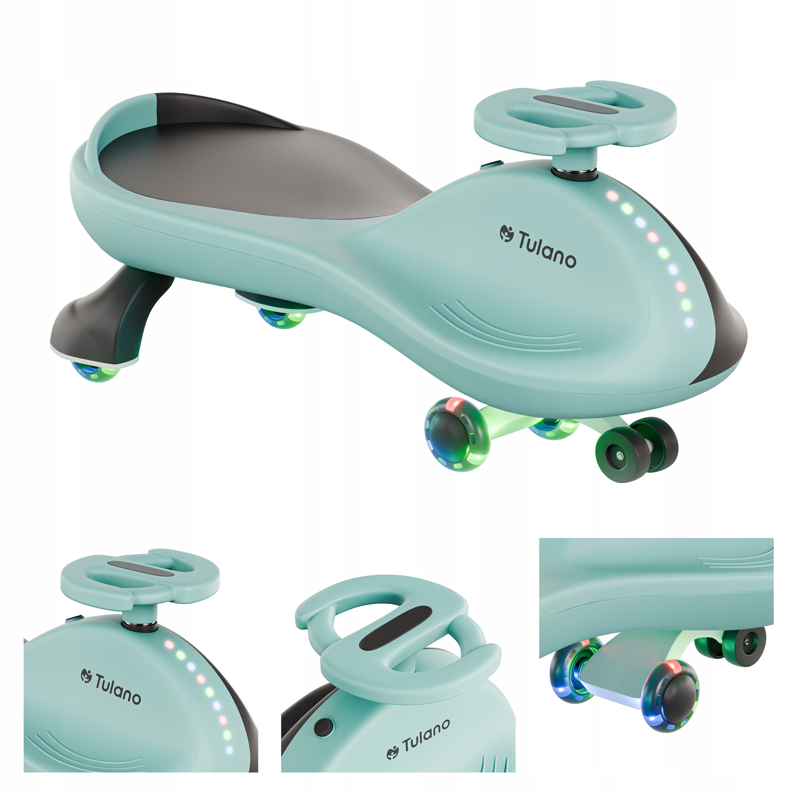 Jeździk grawitacyjny dziecięcy Tulano niebieski led dla chłopca dzieci 3+