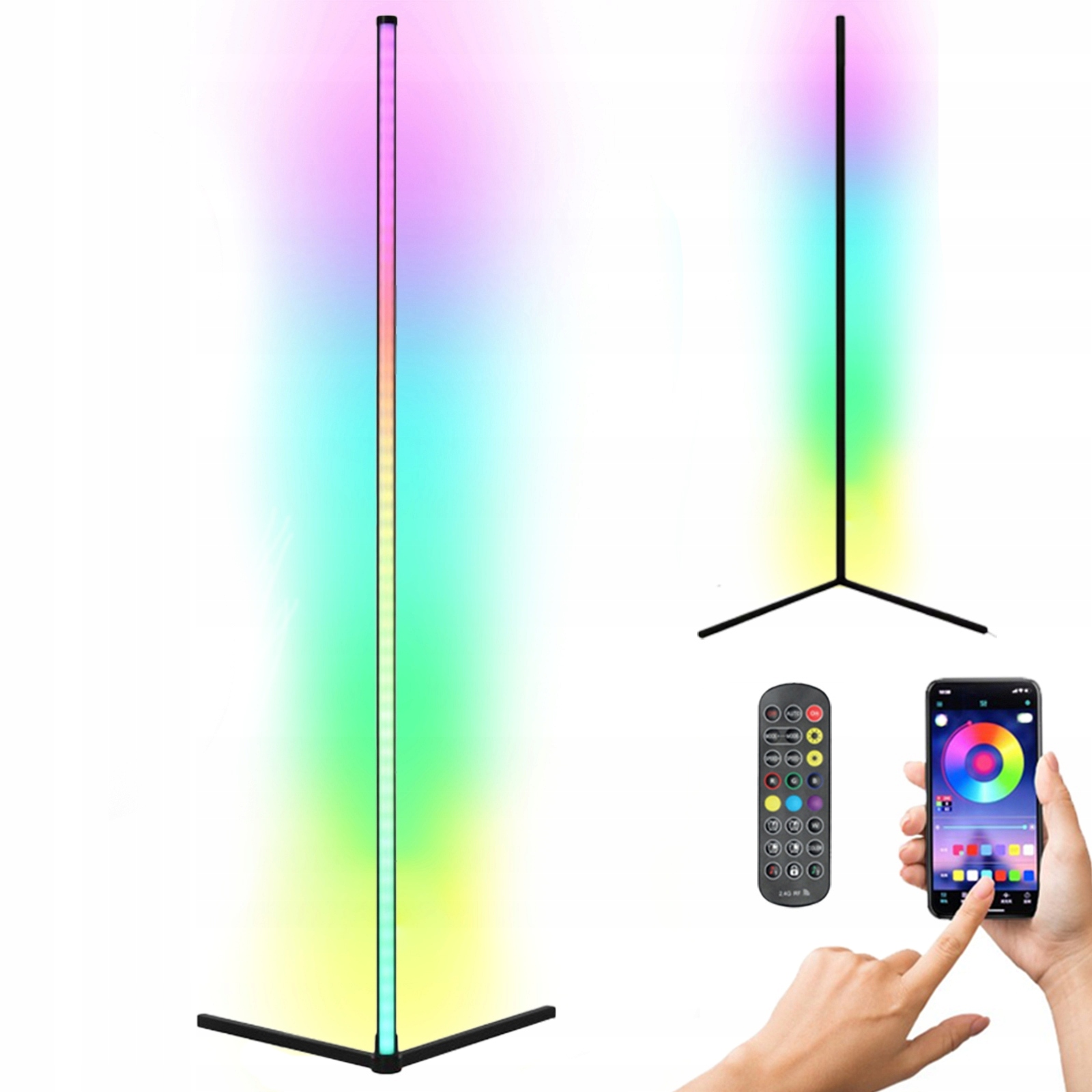 Stojací Led podlahová lampa černá Cct Rgb Inteligentní aplikace Dálkový Ovladač