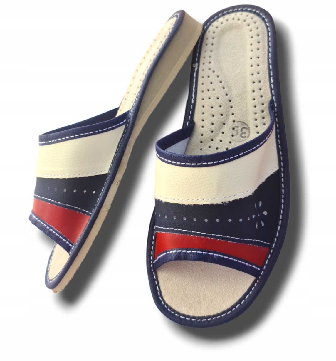 Pantofle Klapki Laczki Damskie Skórzane Rozmiar 39 Wsuwane Rozmiary 36-41