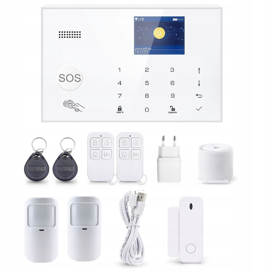 Bezdrôtová Alarmová Súprava s LCD 2.4" Gsm WiFi Tuya Smart Poľský 2xPIR