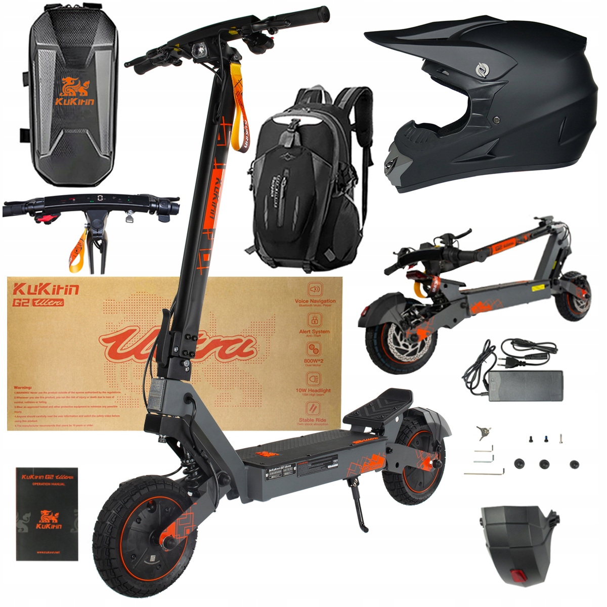 Kukirin G2 Ultra elektrické vozidlo 2000W 55km/h 55KM 48V18Ah 10" dárky