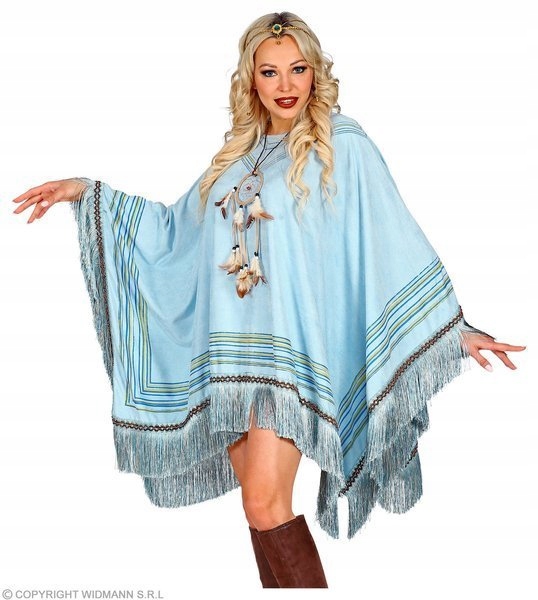 Modré Azurové Pončo S Širokým Hipíkem