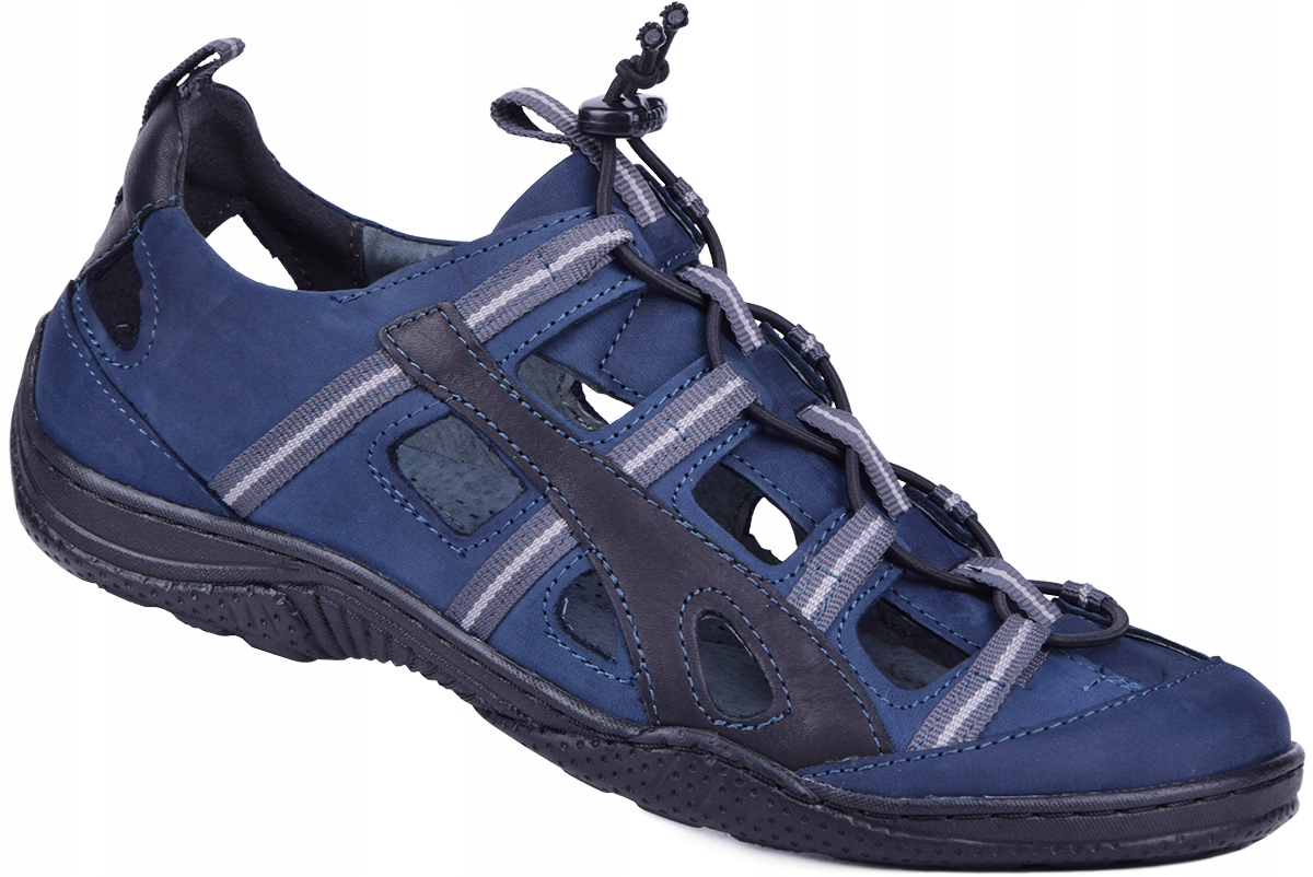 Trekové sandály pánské kožené tmavě modré 42