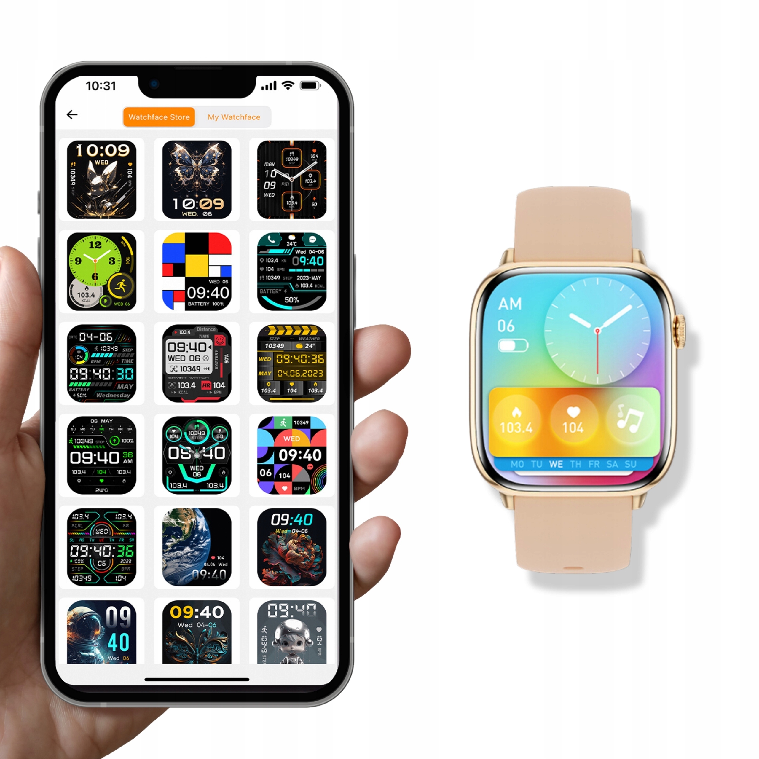 SMARTWATCH ZEGAREK DAMSKI Z FUNKCJA ROZMOWY SPORT ZDROWIE ZLOTY DAMSKIE Kolor złoty