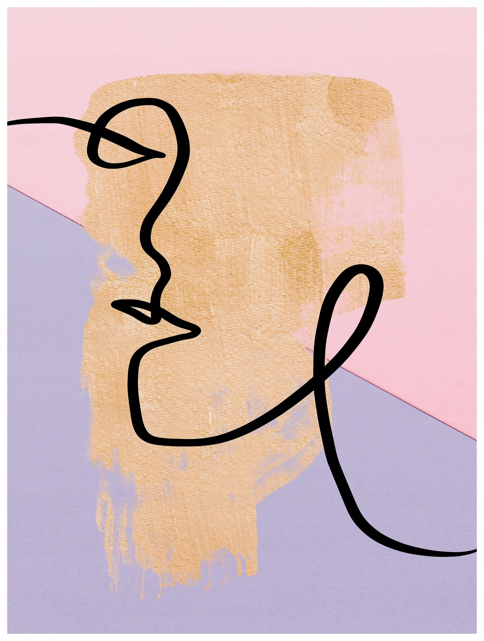 Fototapeta Zlato geometrie profil růžová-světle modrá 206x275 moderní lepidlo