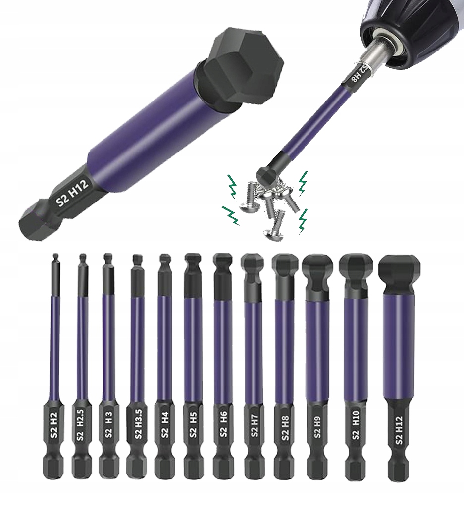 Imbusy Sada Imbusů Bitů Koncovek Pro Šroubovák Magnetické Bity 75 mm