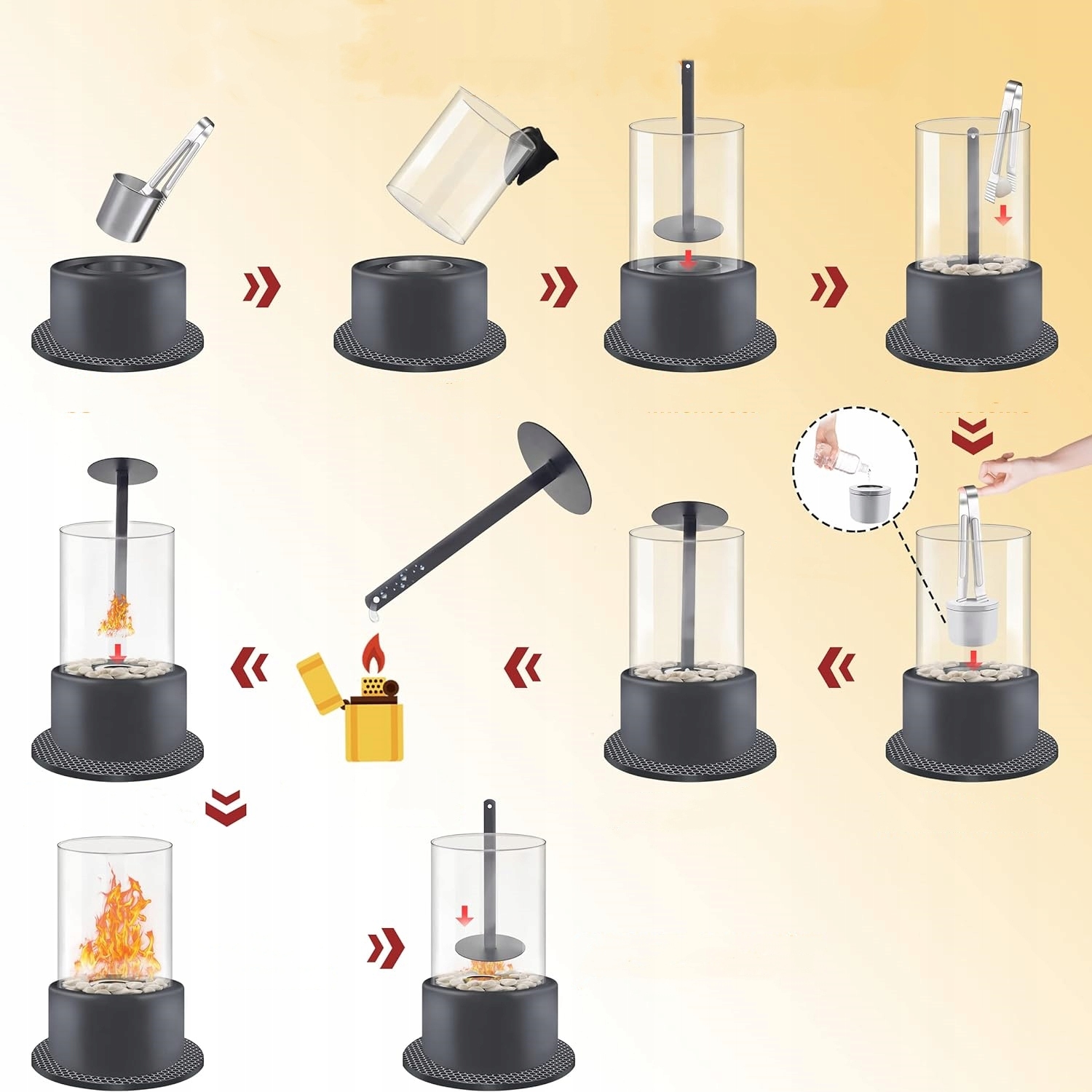 Biokominek wolnostojący okrągły - 16x16x27 Semeru Szerokość 16 cm