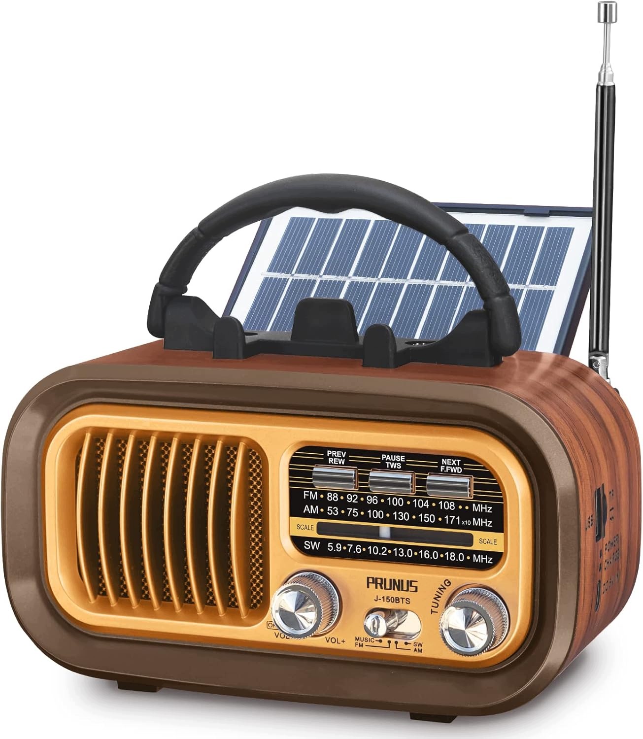 Prunus J-150 Radio Retro Przenośne Am/fm/sw Bluetooth Solar 1200 Mah