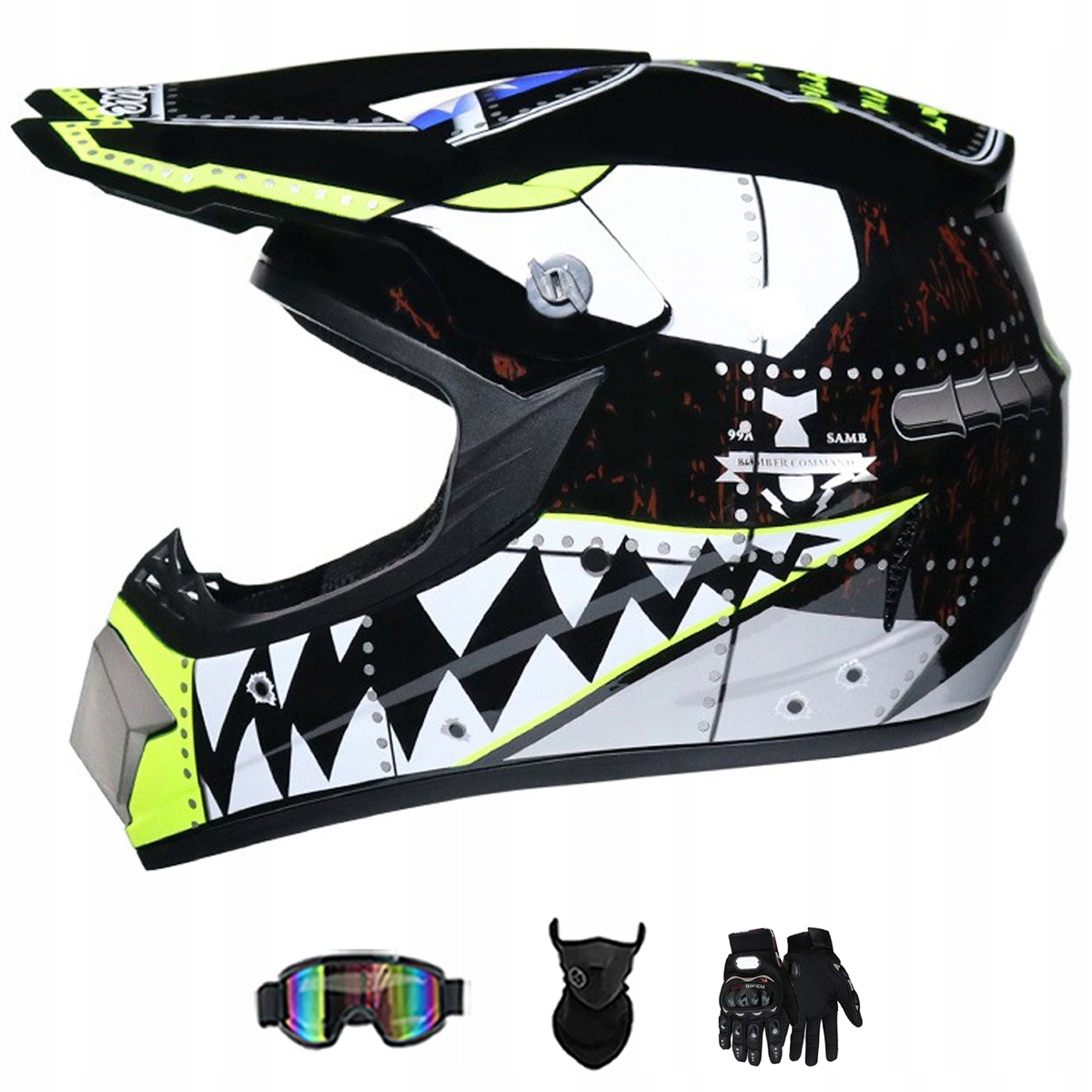 Motocyklová Přilba Lehká Enduro Quada Brýle Rukavice Maska XL