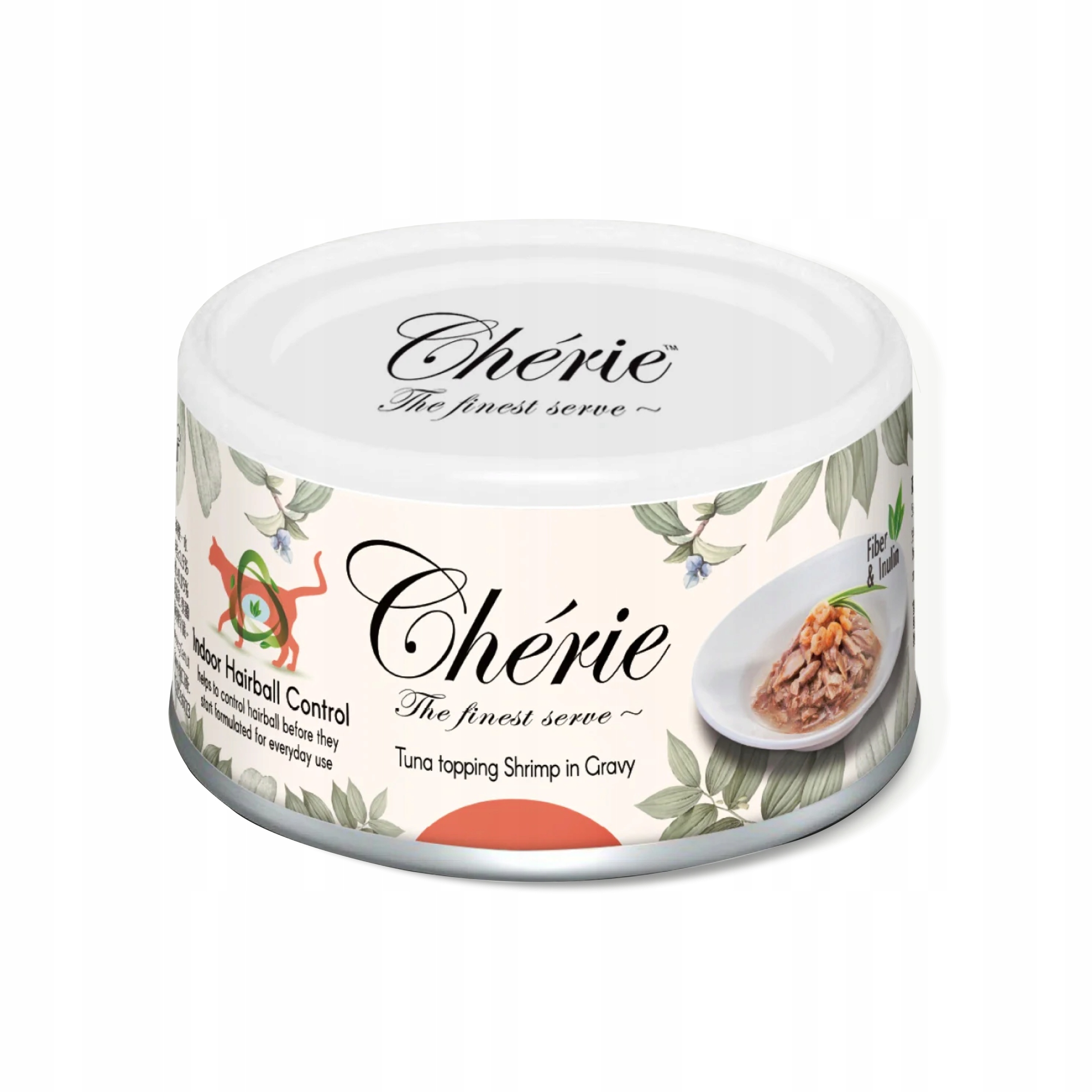Chérie Premium Vlhké krmivo pro kočky Tuňák Kreveta s hairball ovládáním 24x80g