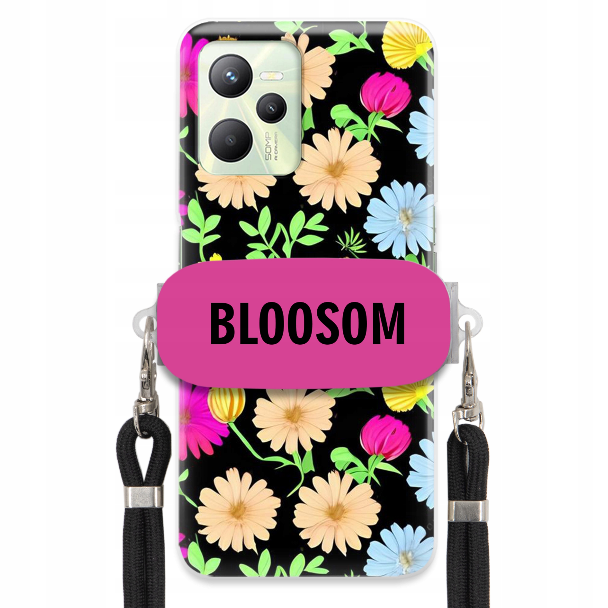 Puzdro Držiak Crossbody Pre Realme C35 Puzdro Case Kvety Bloosom Flower