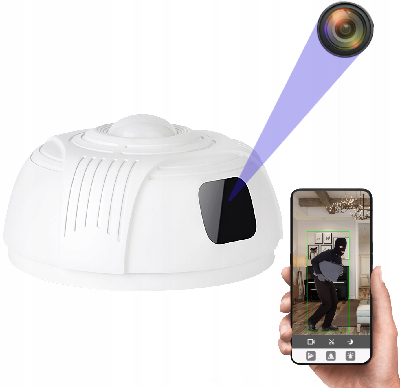 Skrytá Wifi Kamera Ve Formě Detektoru Kouře Do 1 Roku Detekce Pohybu MK-020