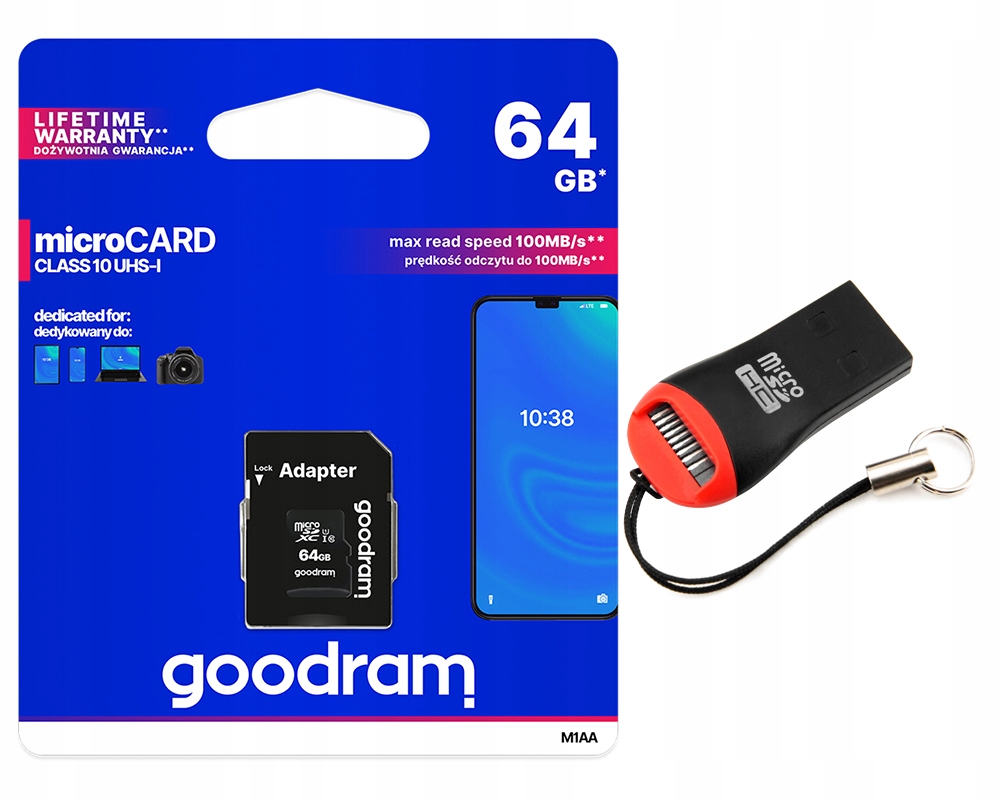 

Karta Pamięci Goodram 64GB microSD adapter+czytnik