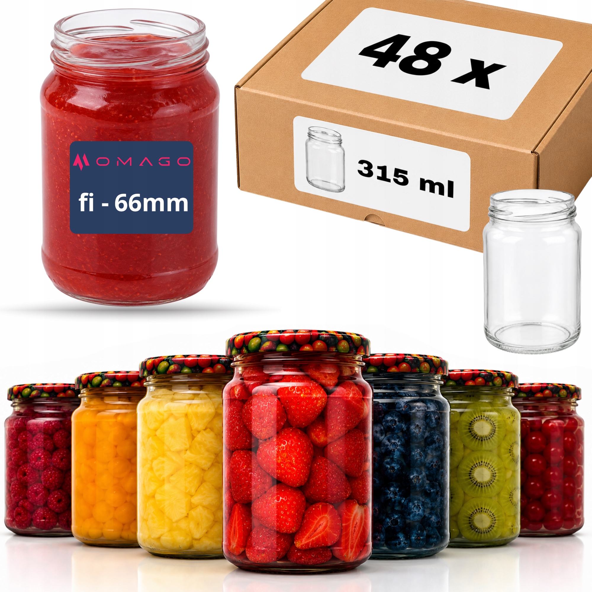 Zavařovací Sklenice Na Džem Zavařeniny Med Džemy Skleněná 315 ml 48 Kusů Víčko