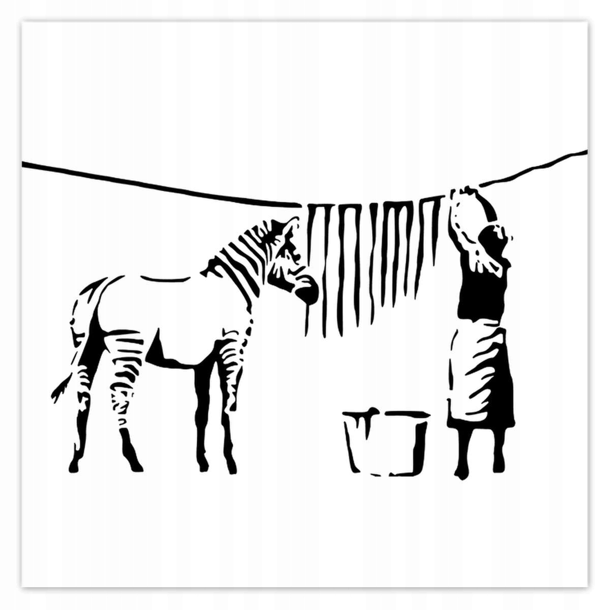 Fototapety 208x208 Praní zebry Banksy Pruhy