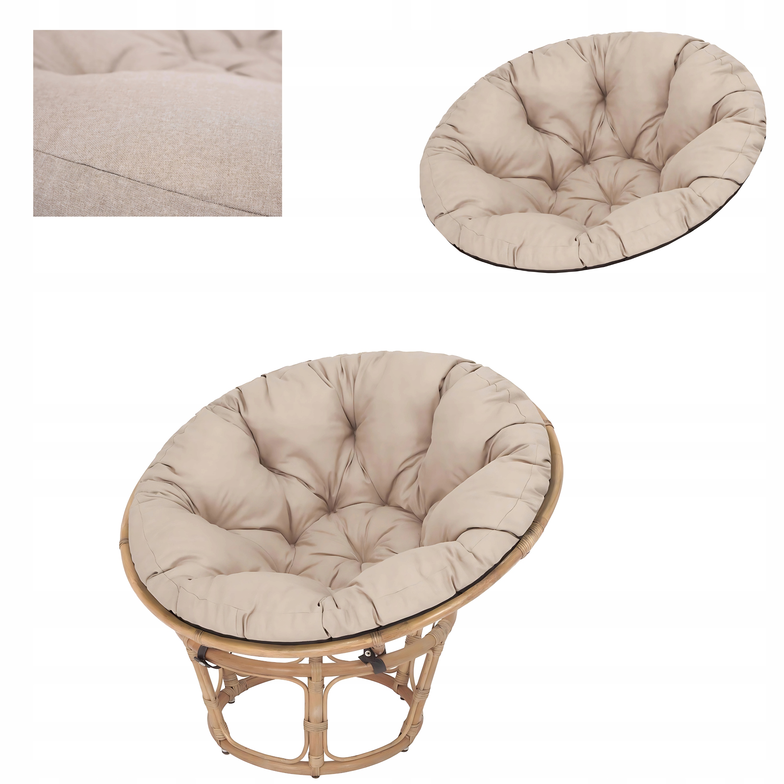 Záhradný vankúš na kreslo Papasan kokon 114 cm okrúhly vankúš hniezdo