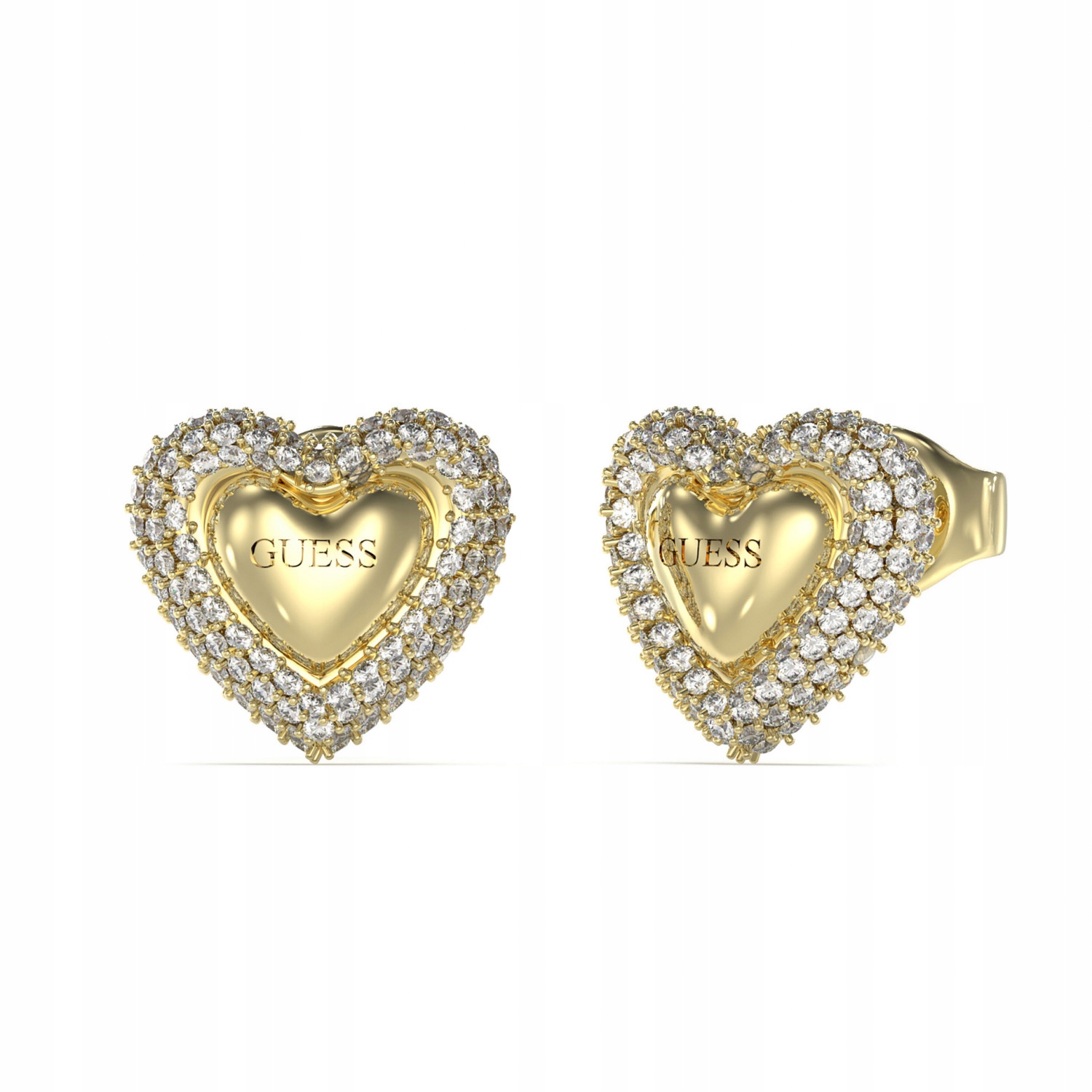 Náušnice zlaté Guess zirkon srdce