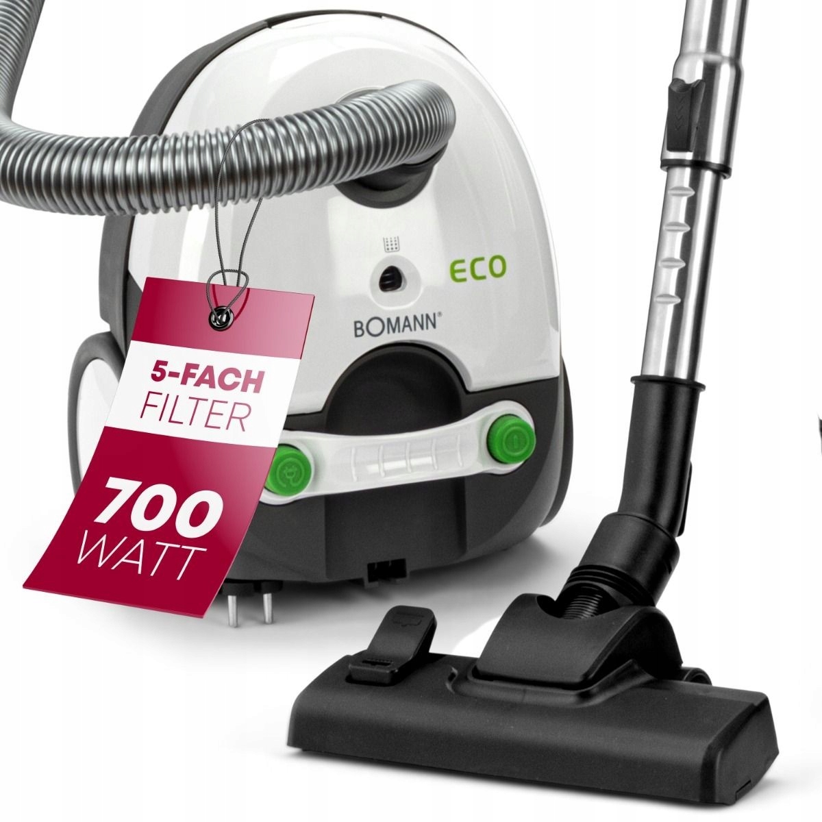 Odkurzacz Workowy Tradycyjny Z Filtrem Hepa Końcówki Bomann Bs 9019 Cb N