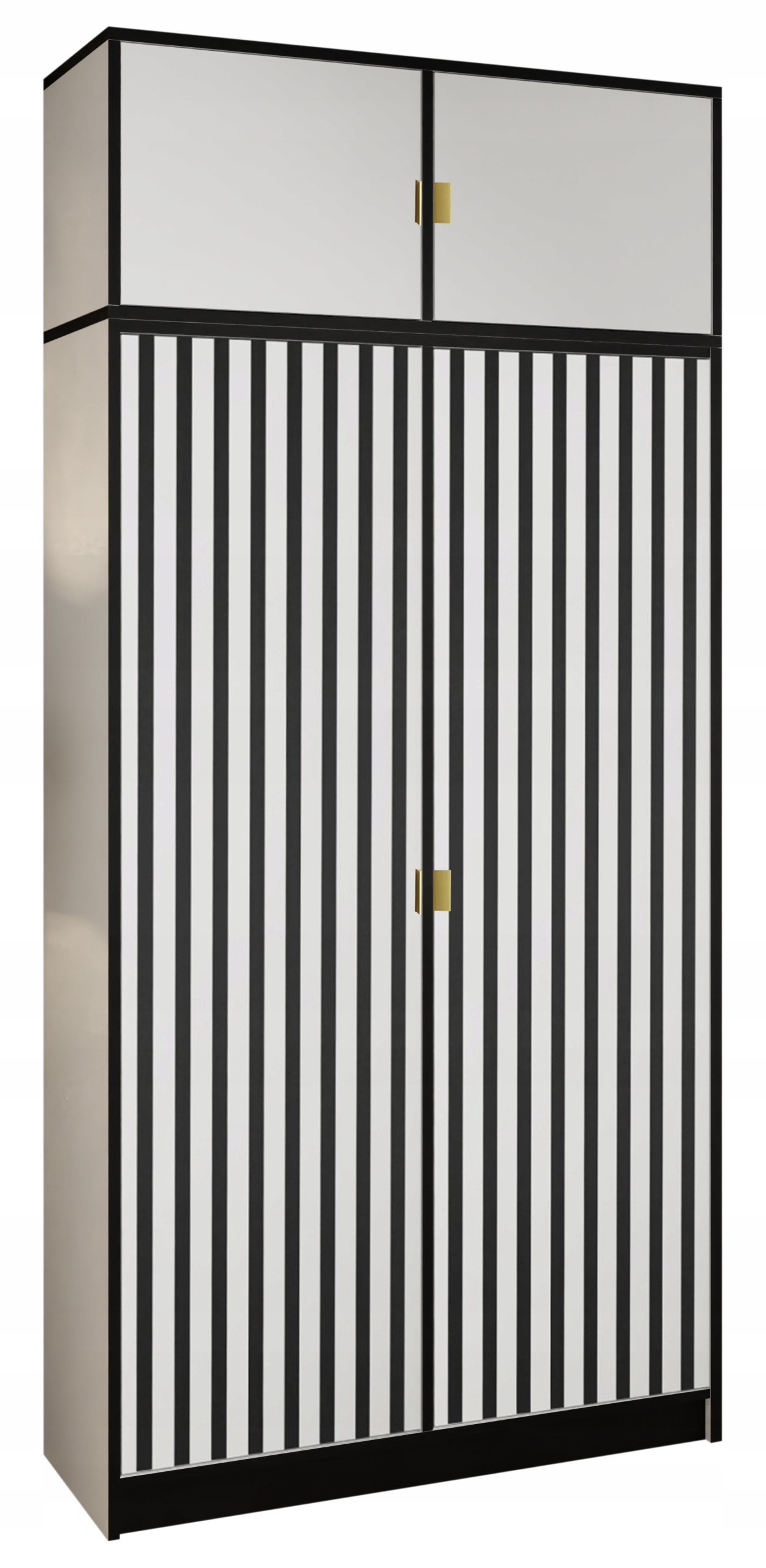 Skříň Lumi 105 2D Bílá Vzor 3 zlatý úchyt s nástavcem