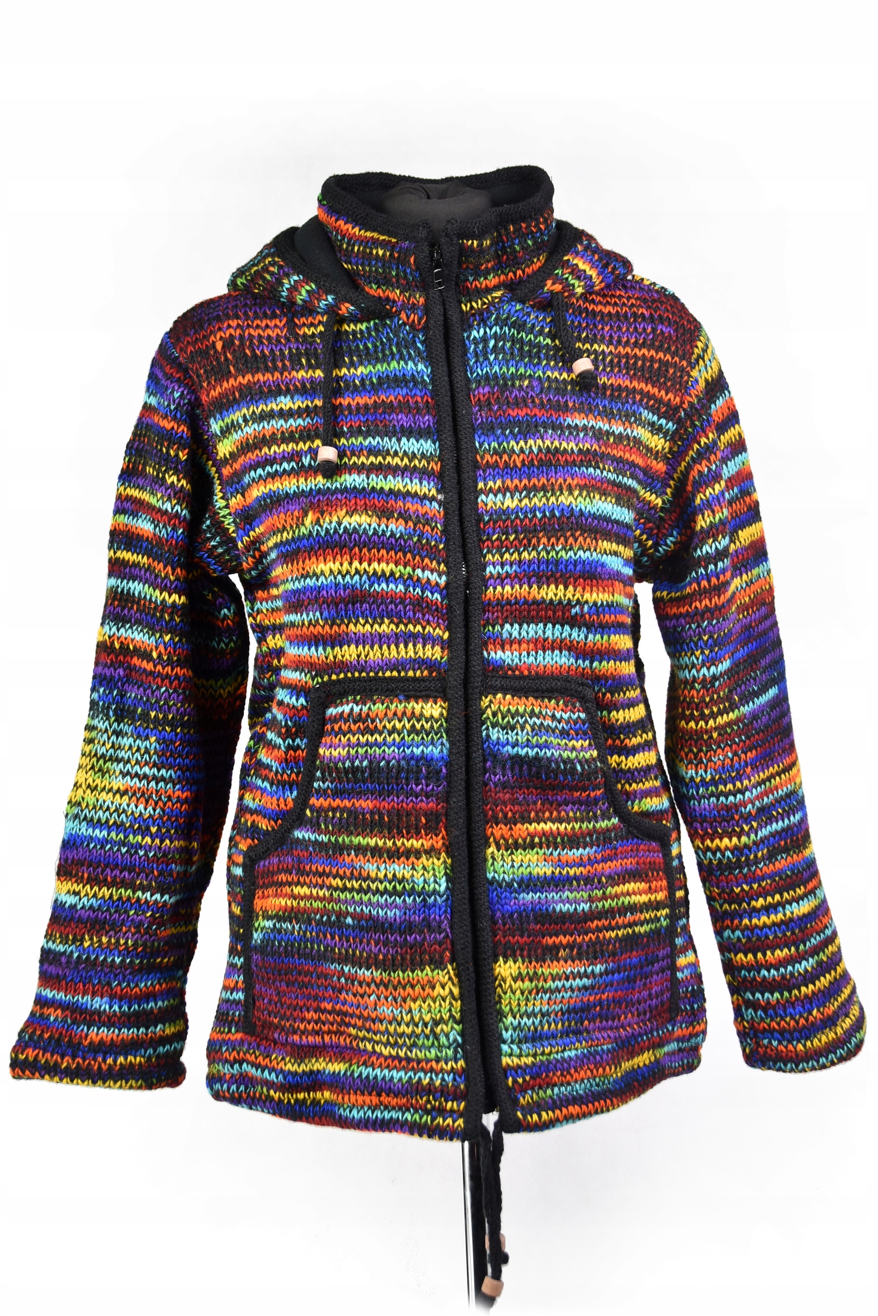 Vlněný svetr Nepal polar Etno barevný Teplý duhový