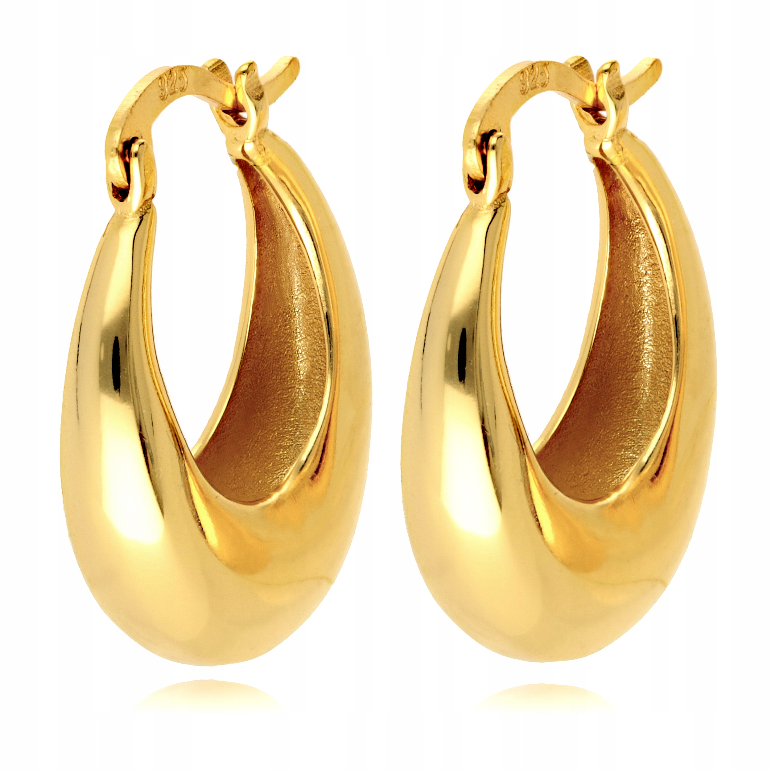 Złote Kolczyki 925 Duże Krople Łezki Koła Owale Srebro Złocone