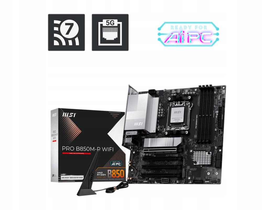 Msi Mb Sc AM5 Pro B850M-P Wifi, Amd B850, 4xDDR5, 1xDP, 1xHDMI, mATX…